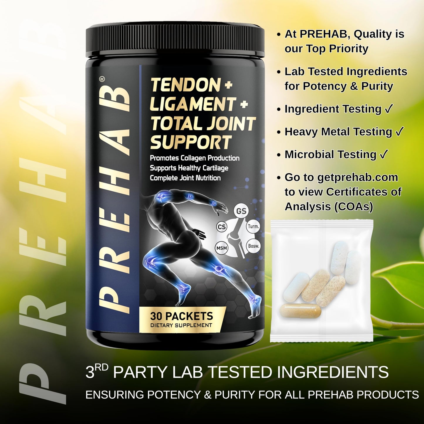 PREHAB Tendon Ligament Total Joint Support Tablet, 180 Count