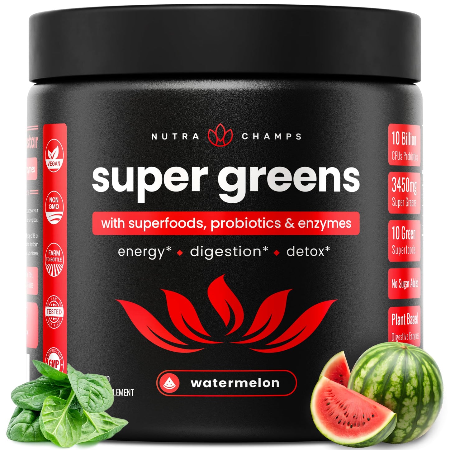 NutraChamps Super Greens Premium Superfood Powder 9 Ounces