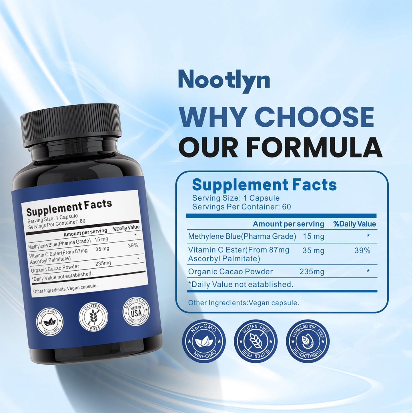 Nootlyn Methylene Blue Capsules, 60 Capsules