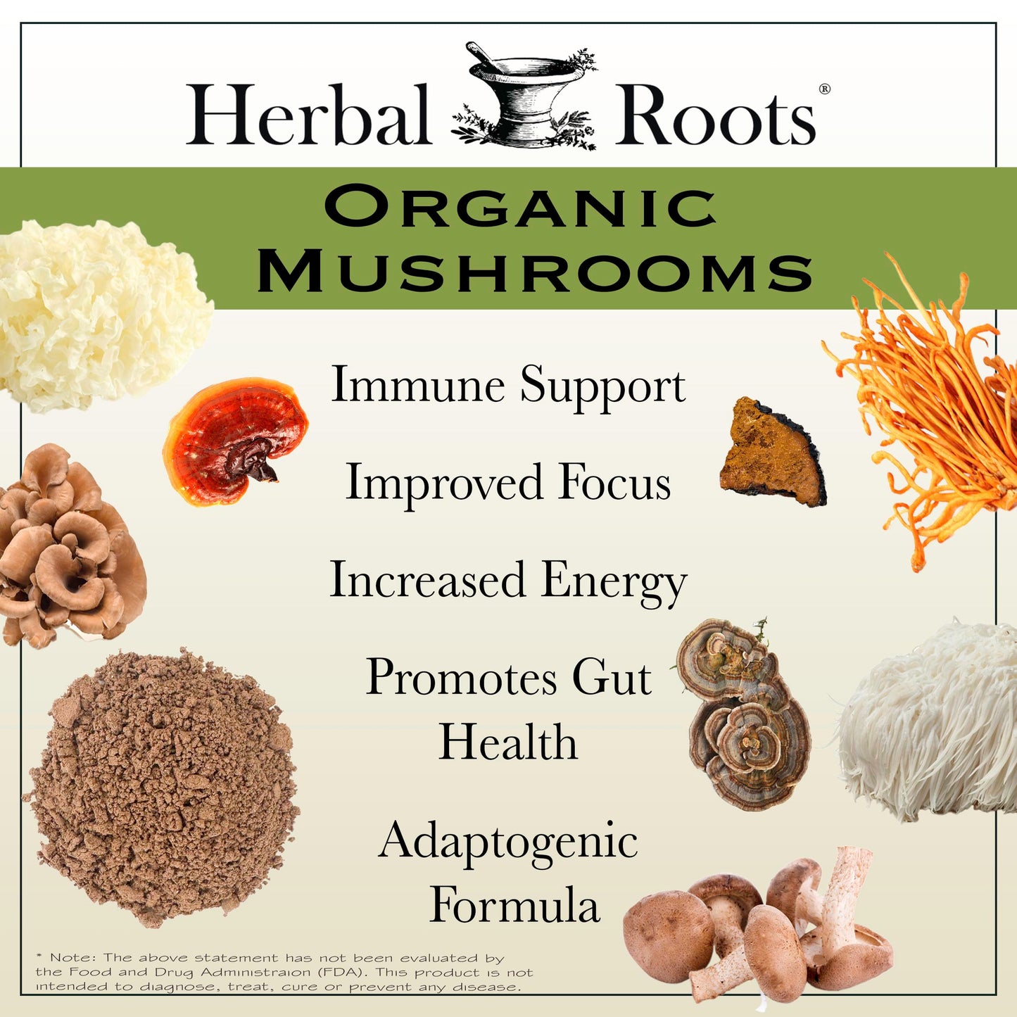 Herbal Roots Organic Men's Health Supplement Bundle Saw Palmetto, 8-Mushroom Blend, Hawthorn, Heart and Prostate Support Capsules, 180 Count