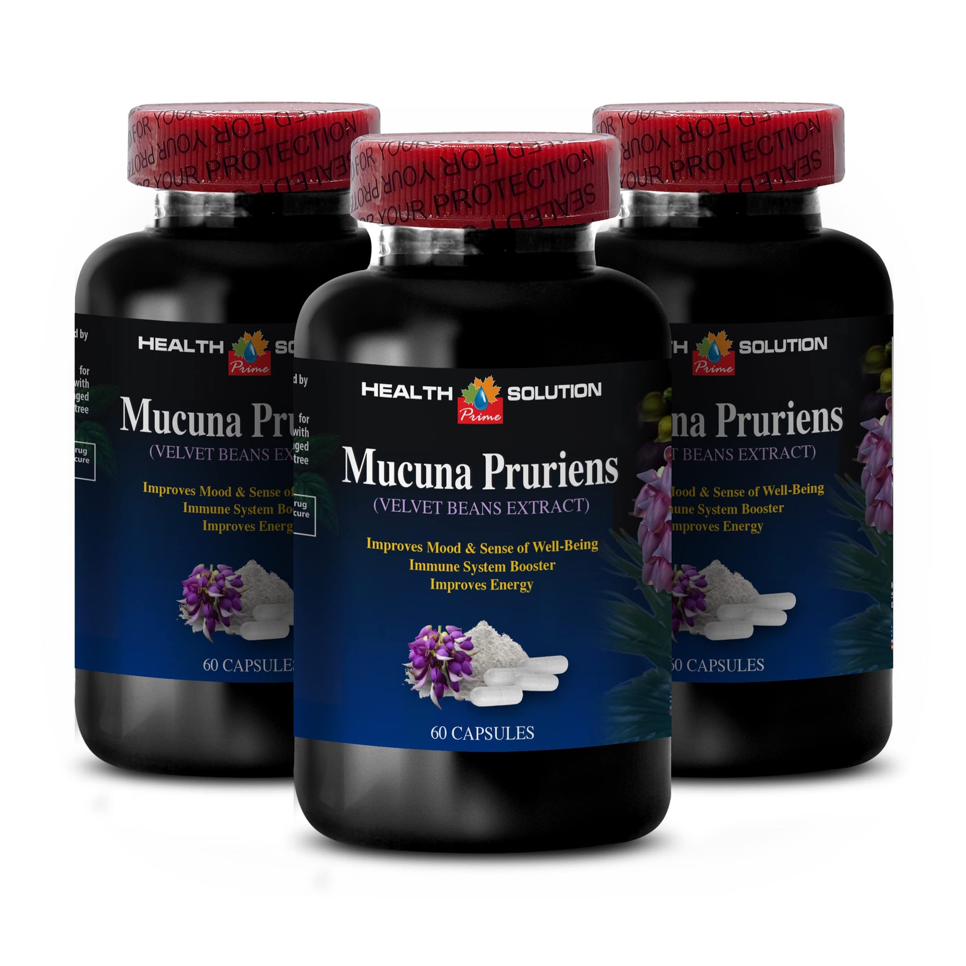 Health Solution Prime Mucuna Pruriens Velvet Bean Extract 350 mg Capsules 180 Count