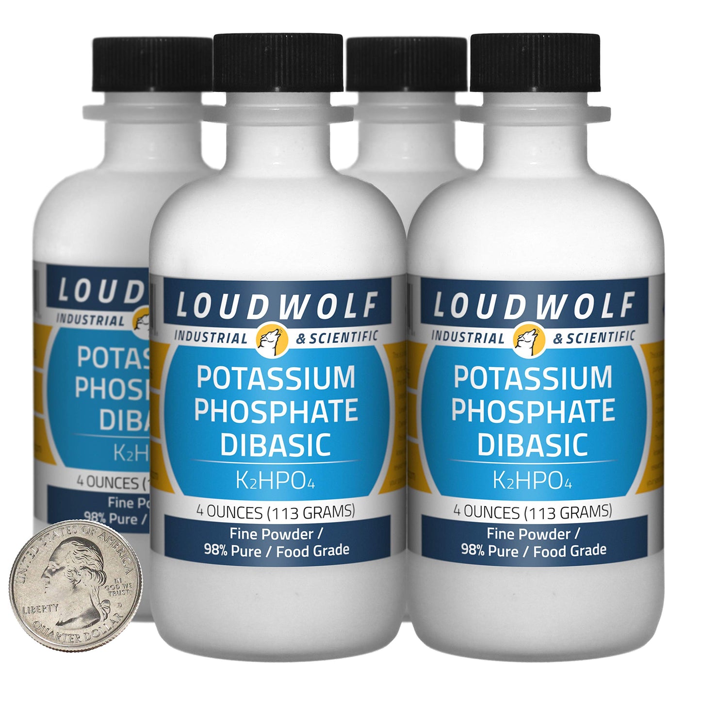 Loudwolf Potassium Phosphate Dibasic Powder, 16 oz per bottle, 4 Bottles