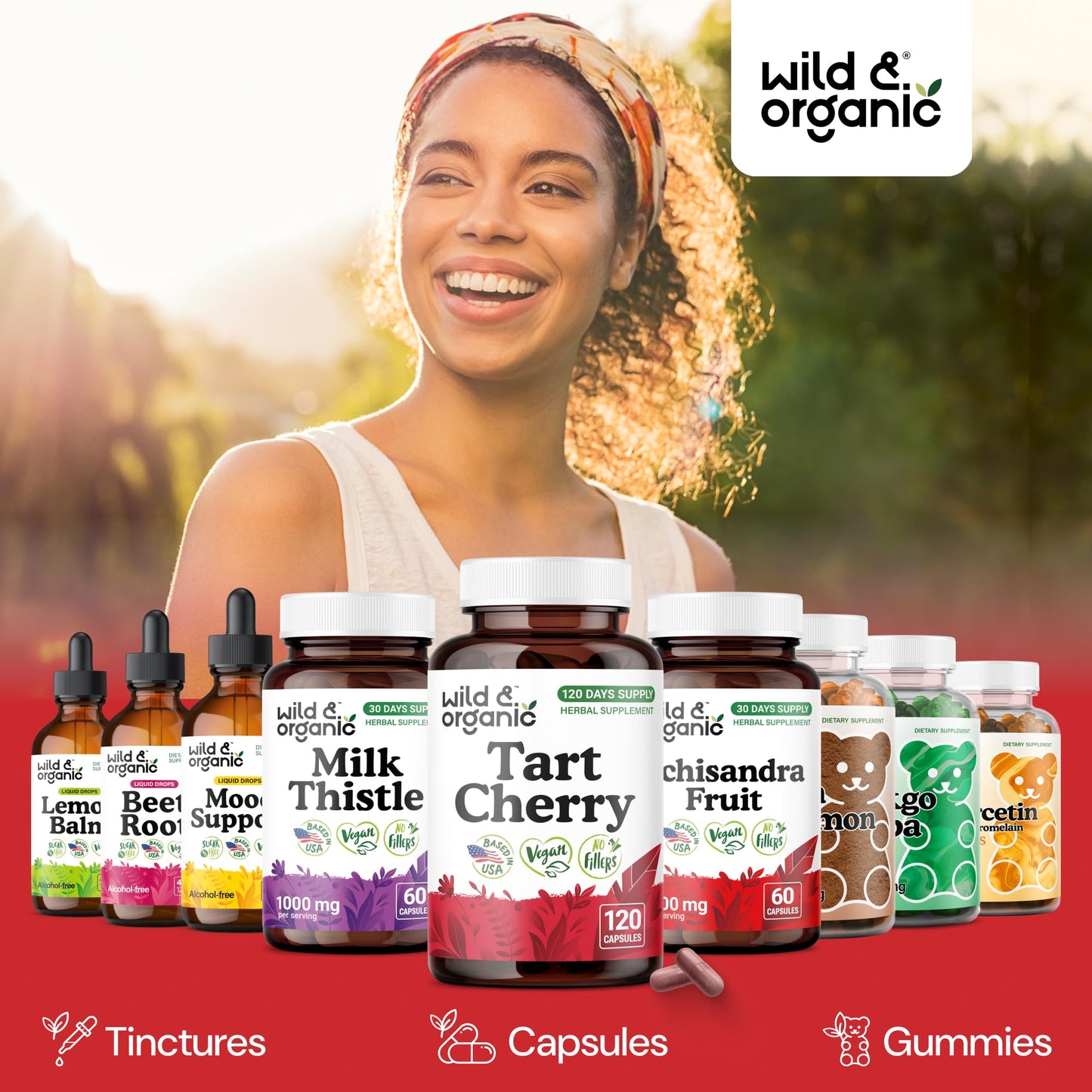 Wild & Organic Tart Cherry 600 mg Capsules, 120 Count