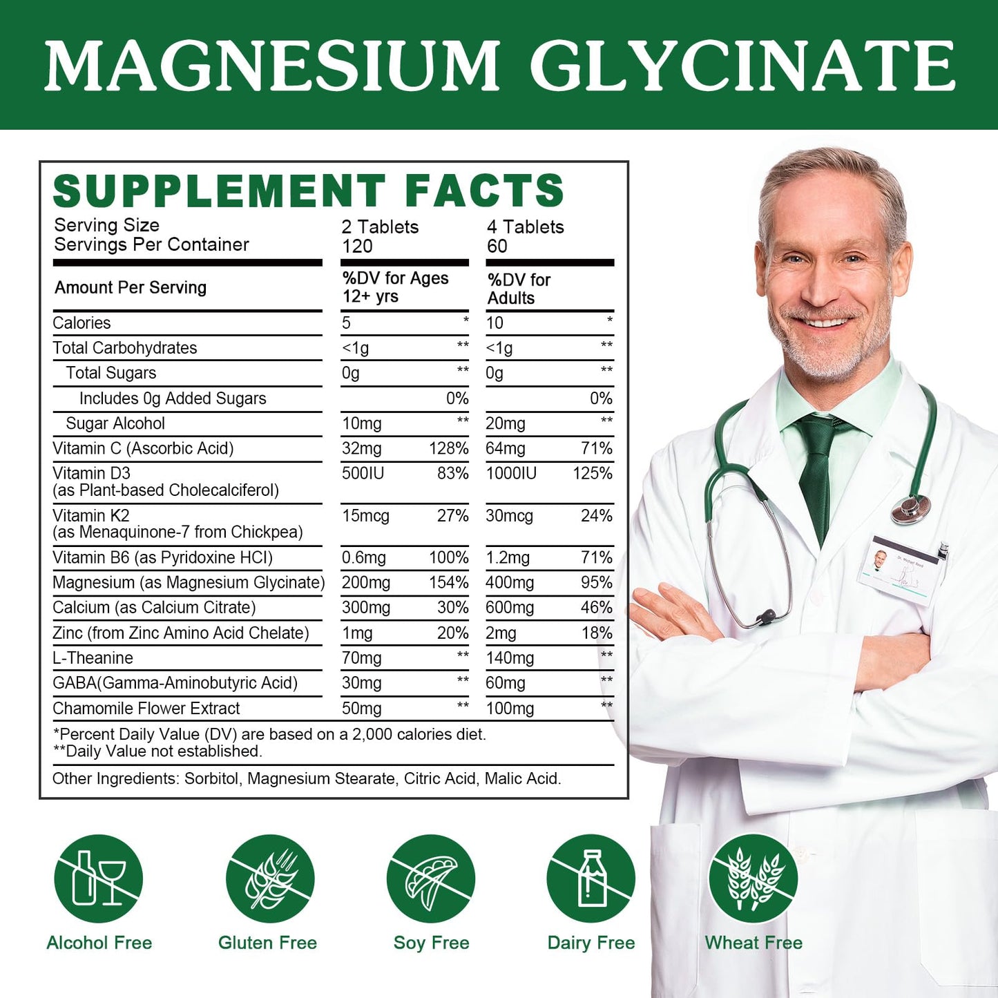 WOGORGT Magnesium Glycinate and L-Theanine Supplement 240 Tablets