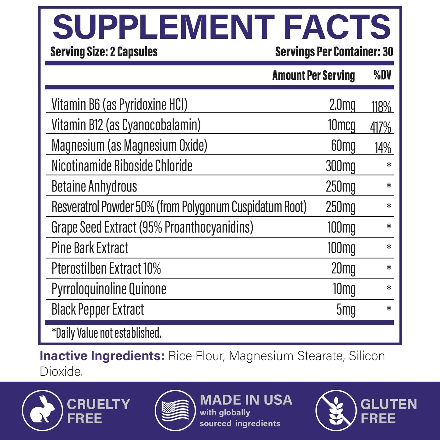 ETANATURE NAD+ Supplement Capsules 60 Count