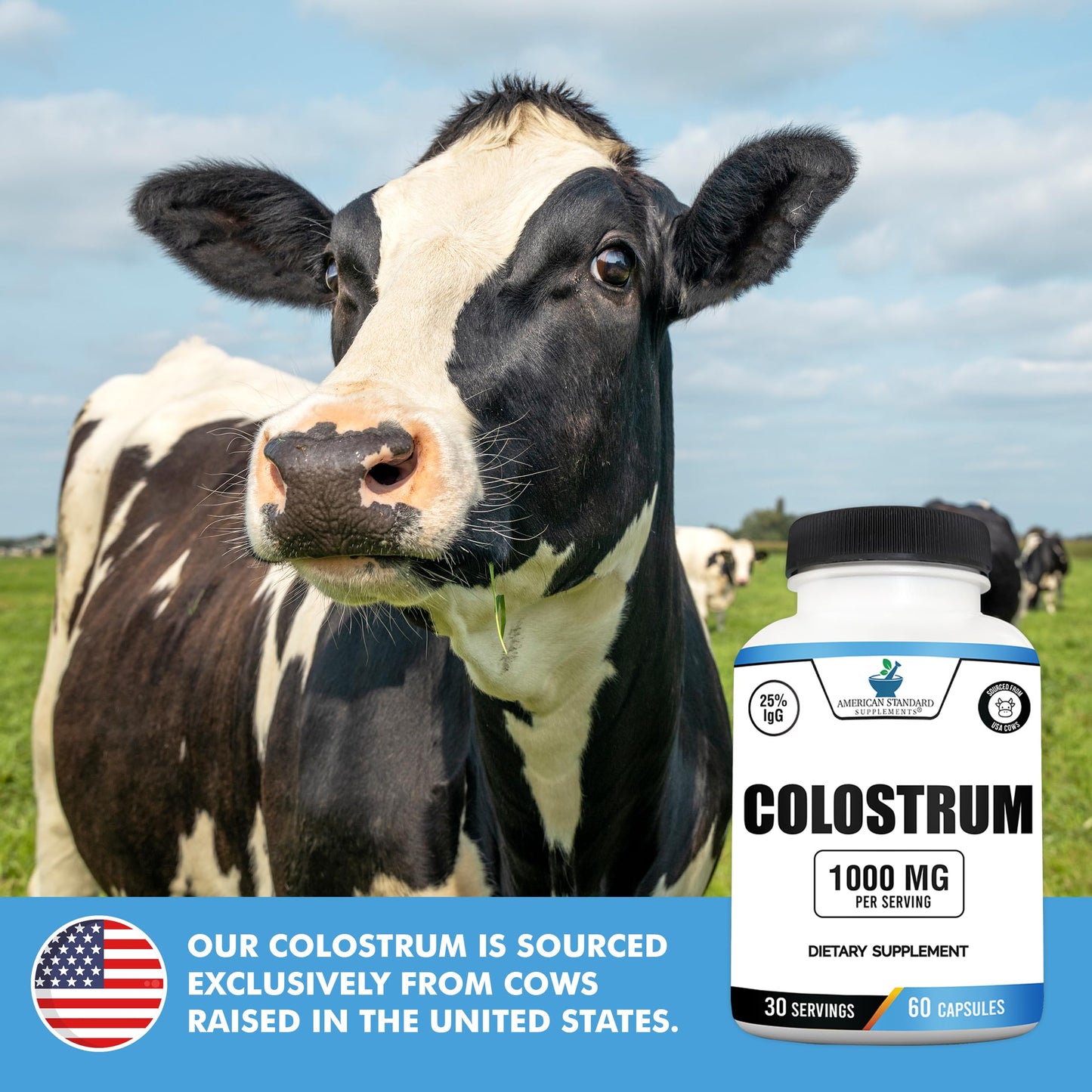 American Standard Supplements Colostrum 1000mg Per Serving, 60 Capsules
