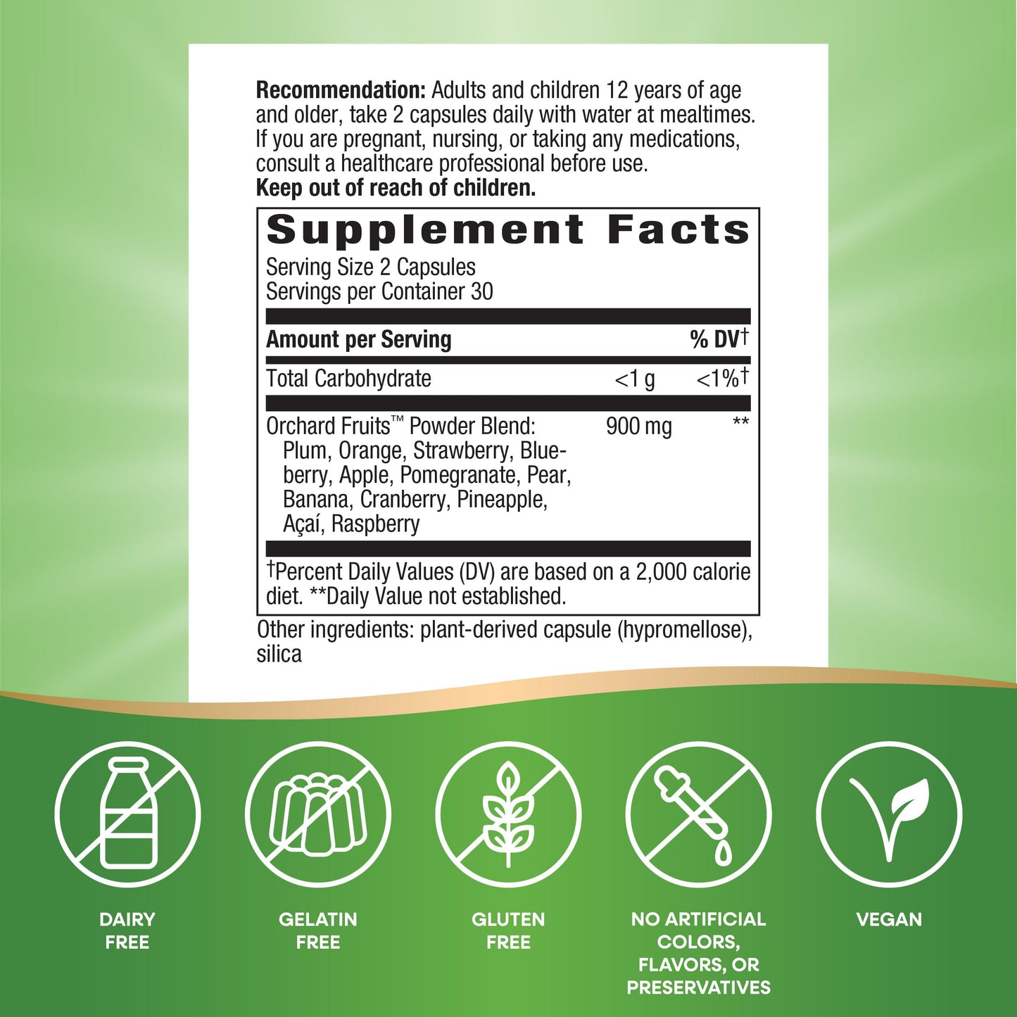Nature's Way Orchard Fruits Fruit Powder Blend Capsules, 60 Count