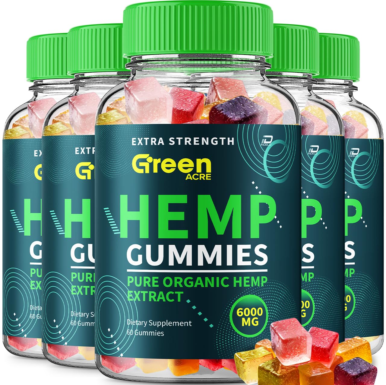 Indelo Green Acre Hemp Gummies with Seed Extract, 300 Gummies