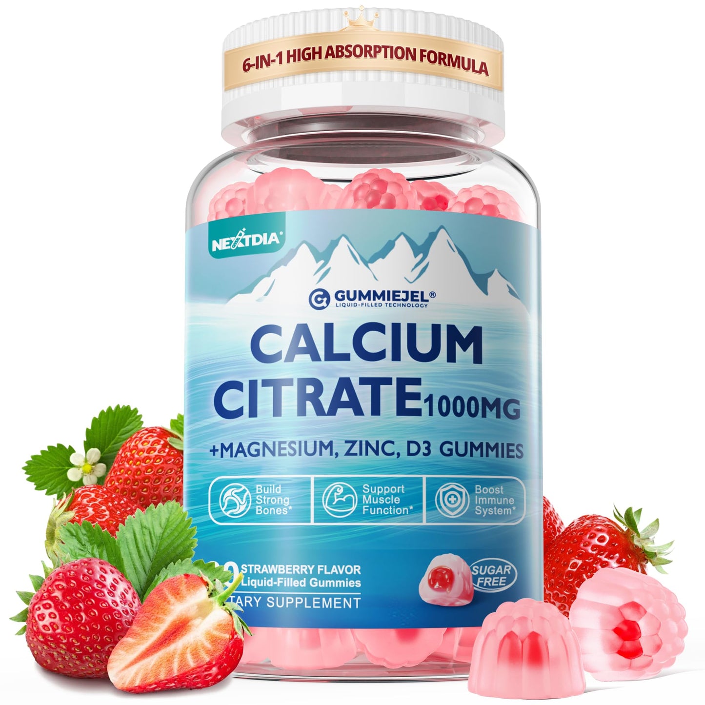 Nextdia Calcium Citrate Vitamin D3 1000IU Gummies, 60 Count