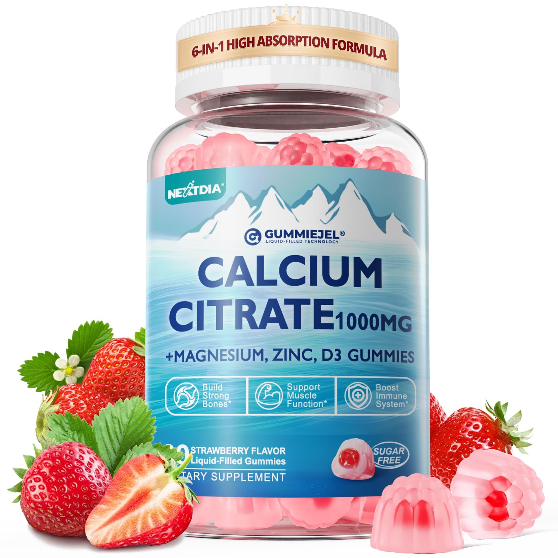 Nextdia Calcium Citrate Vitamin D3 1000IU Gummies, 60 Count