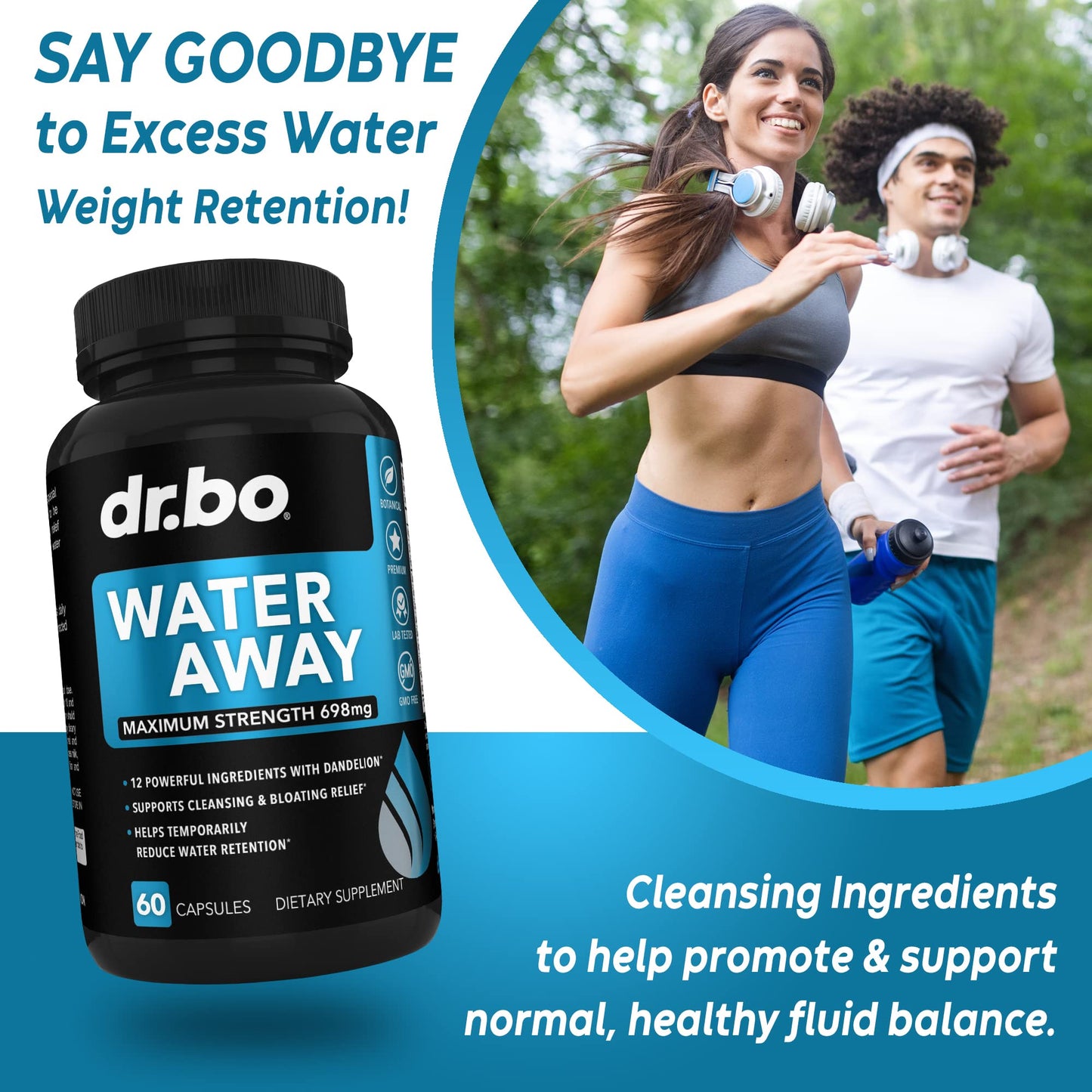 DR. BO Water Pills Diuretic Capsules, 60 Count