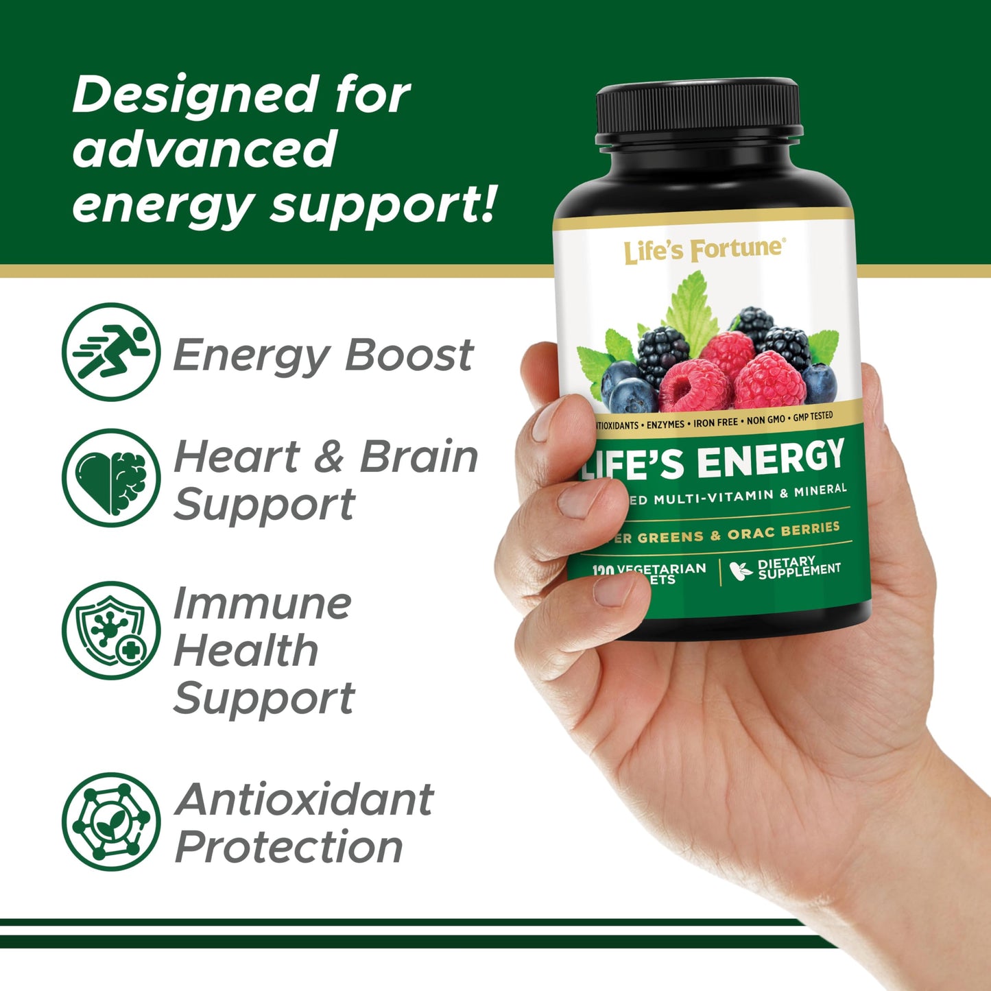 Life's Fortune Life's Energy Advanced Daily Multivitamin for Men & Women 120 Capsules