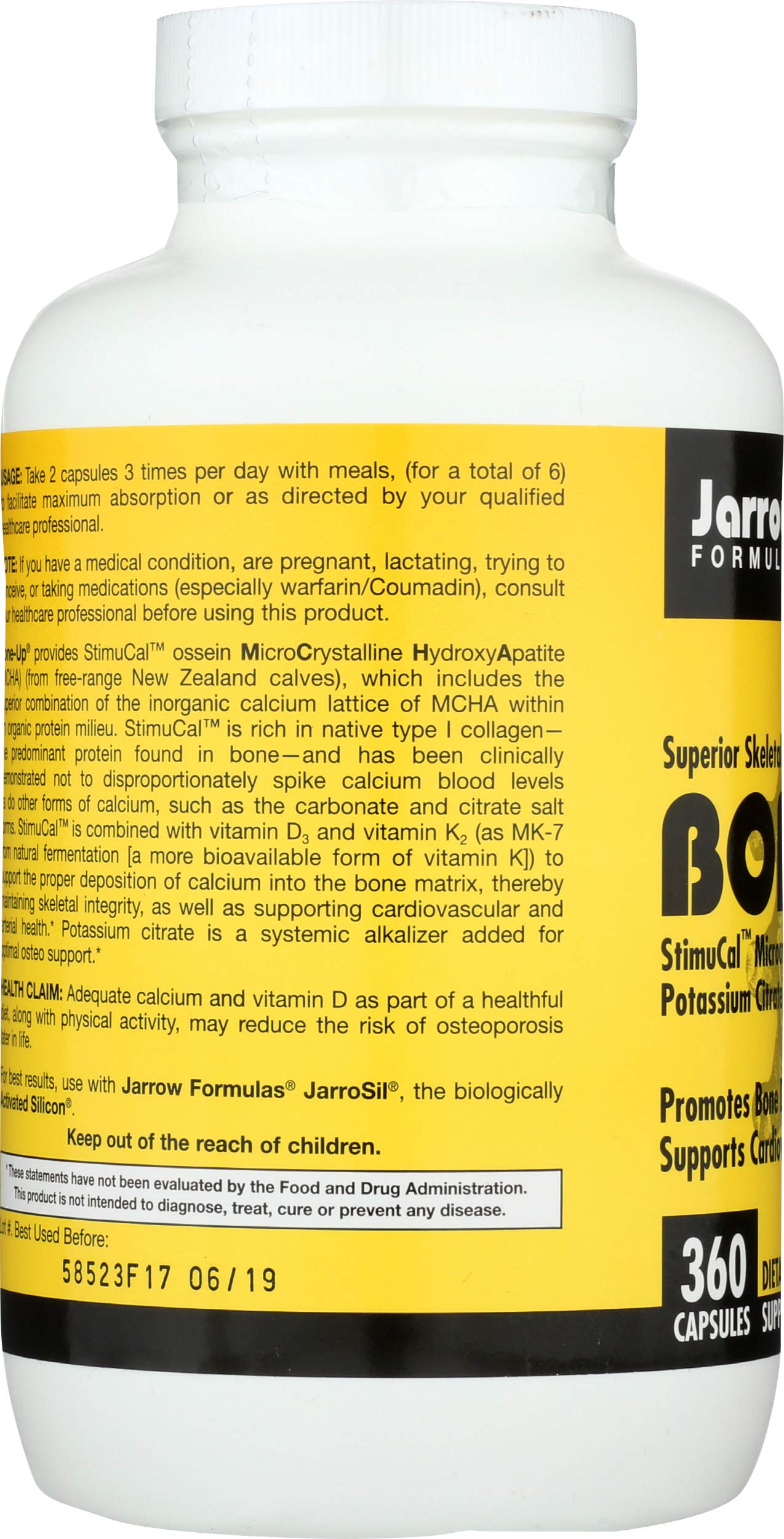 Jarrow Formulas BoneUp for Bone Density Vitamin D3 and K2 Calcium Support Promotes Skeletal Nutrition, 360 Capsules