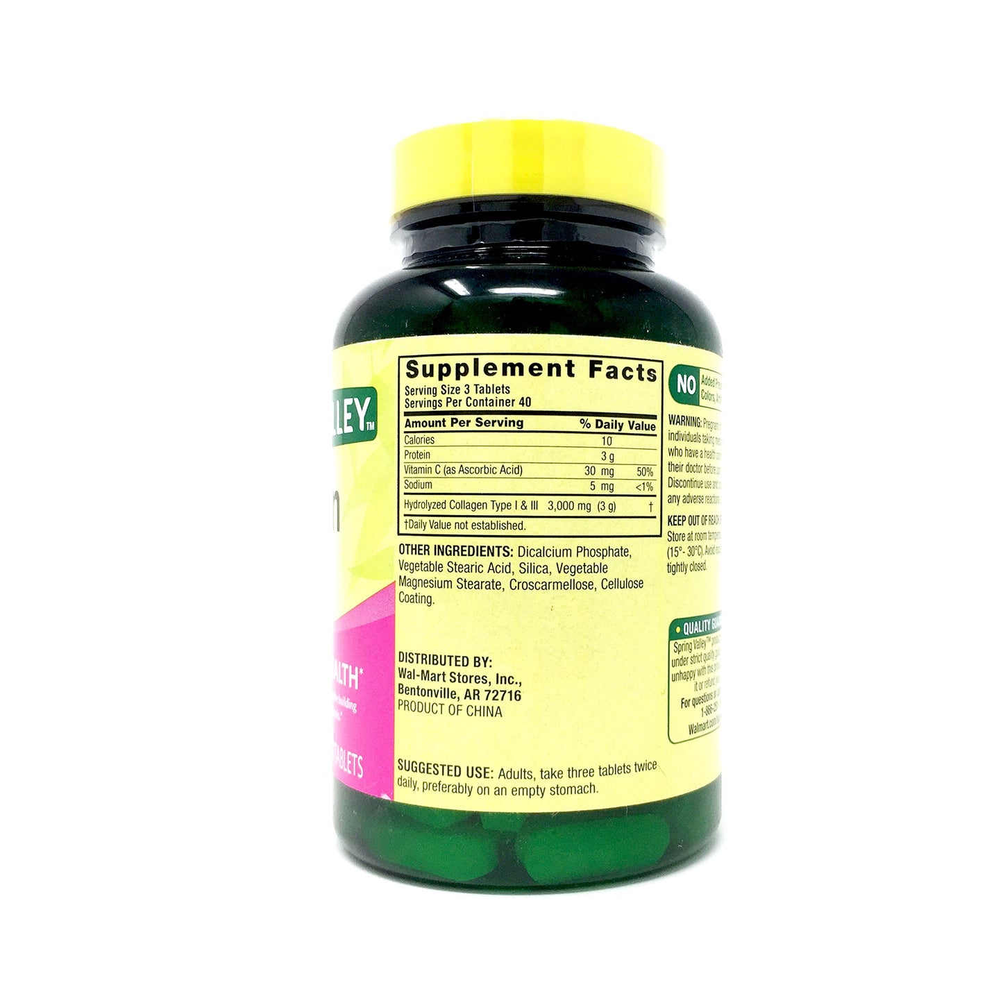 Spring Valley Collagen 1000mg Per Tablet Plus Vitamin C Type 1 & 3, 120 Tablets