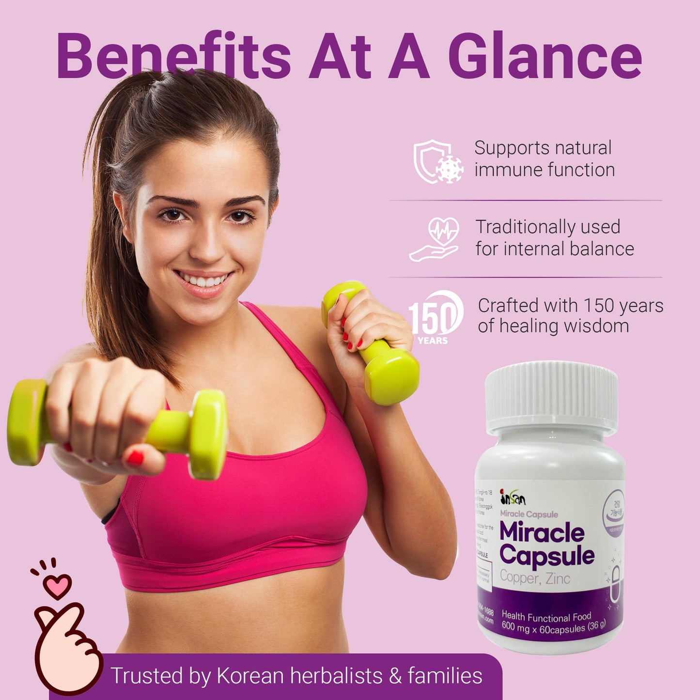 INSANORIGINS Miracle Capsule+ Korean Immune Defense Support Supplement, 60 Capsules
