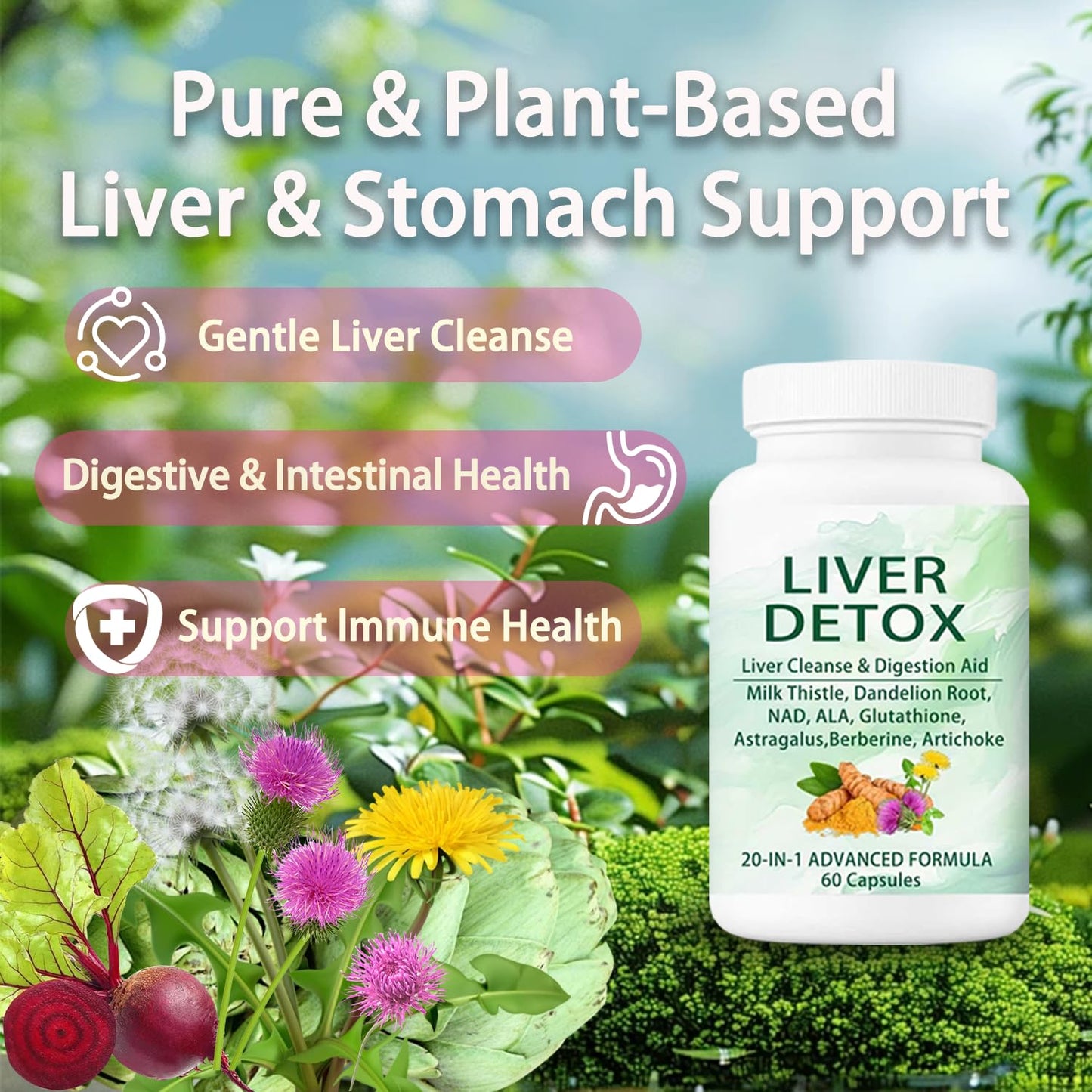 NutraPure Liver+ Advanced 20-in-1 Liver Detox Supplement 60 Capsules