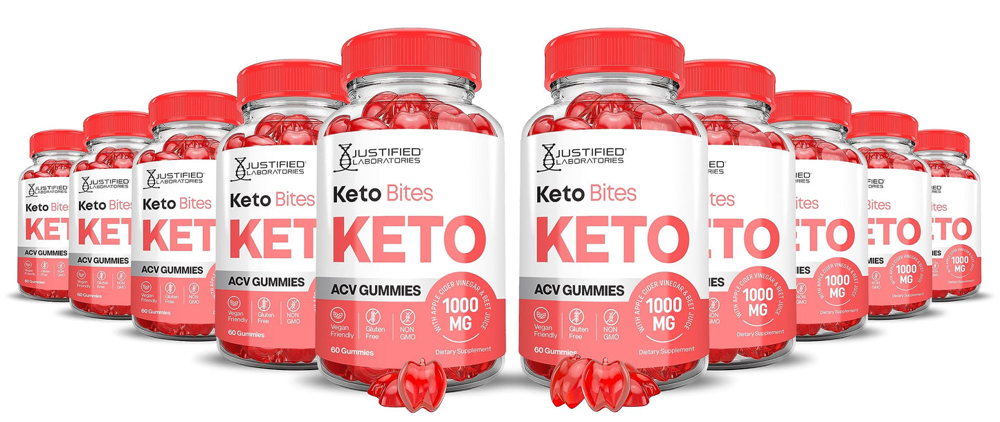 Justified Laboratories Keto Bites Keto ACV Gummies Advanced Formula 1000mg Apple Cider Vinegar with Pomegranate Beet Juice Powder B12 Vegan Non-GMO 600 Gummies