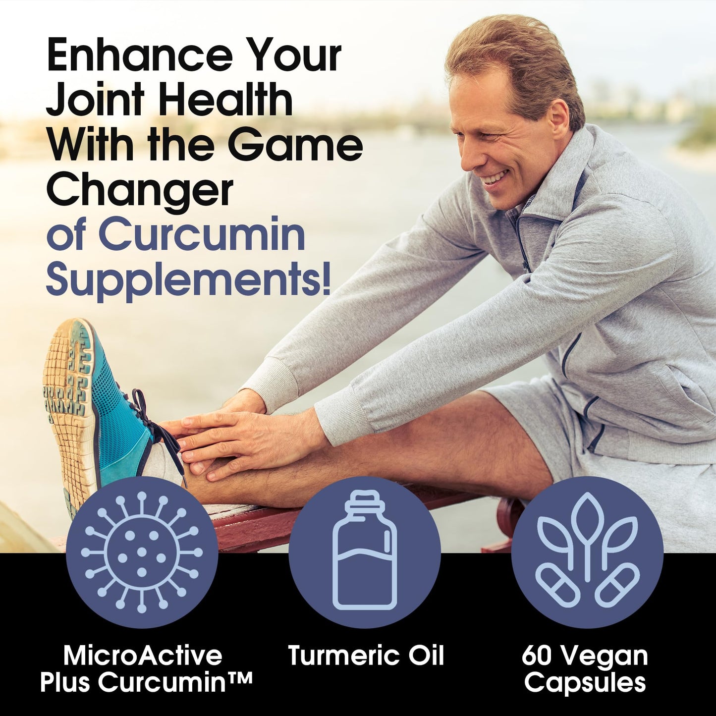Vonacor Highly Absorbable MicroActive Curcumin with Turmeric Oil Extract 500mg for Optimal Joint Health Capsules, 60 Count