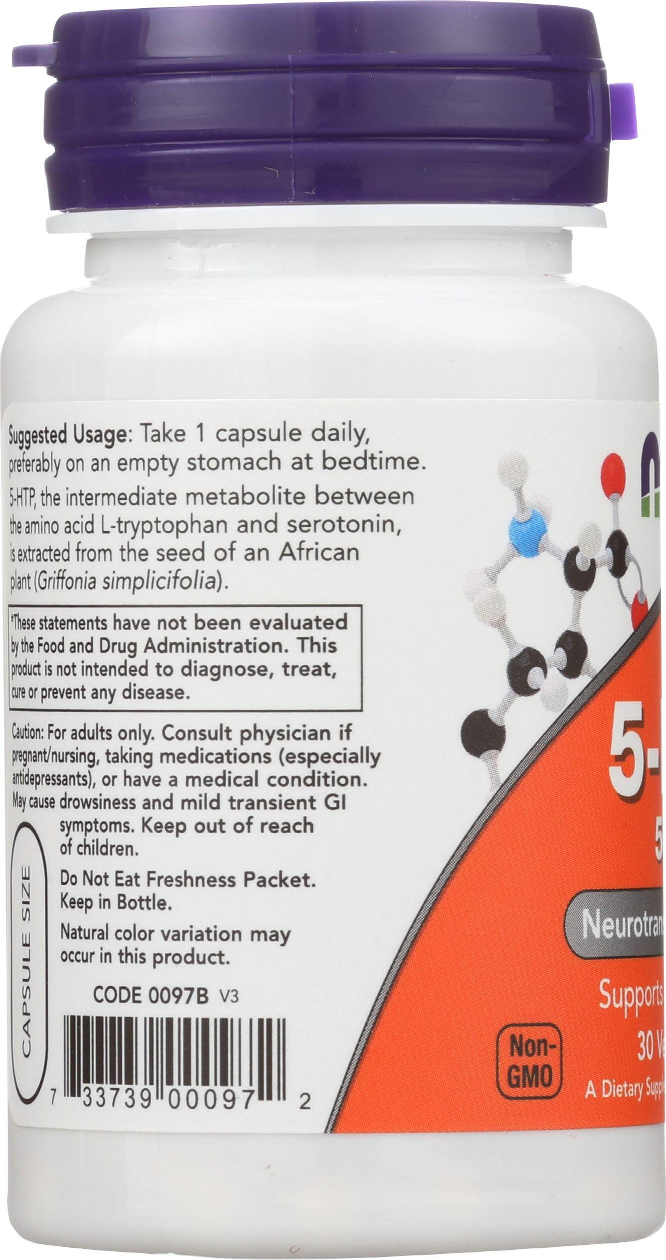 NOW Foods 5-HTP 50 mg Capsules, 60 Capsules