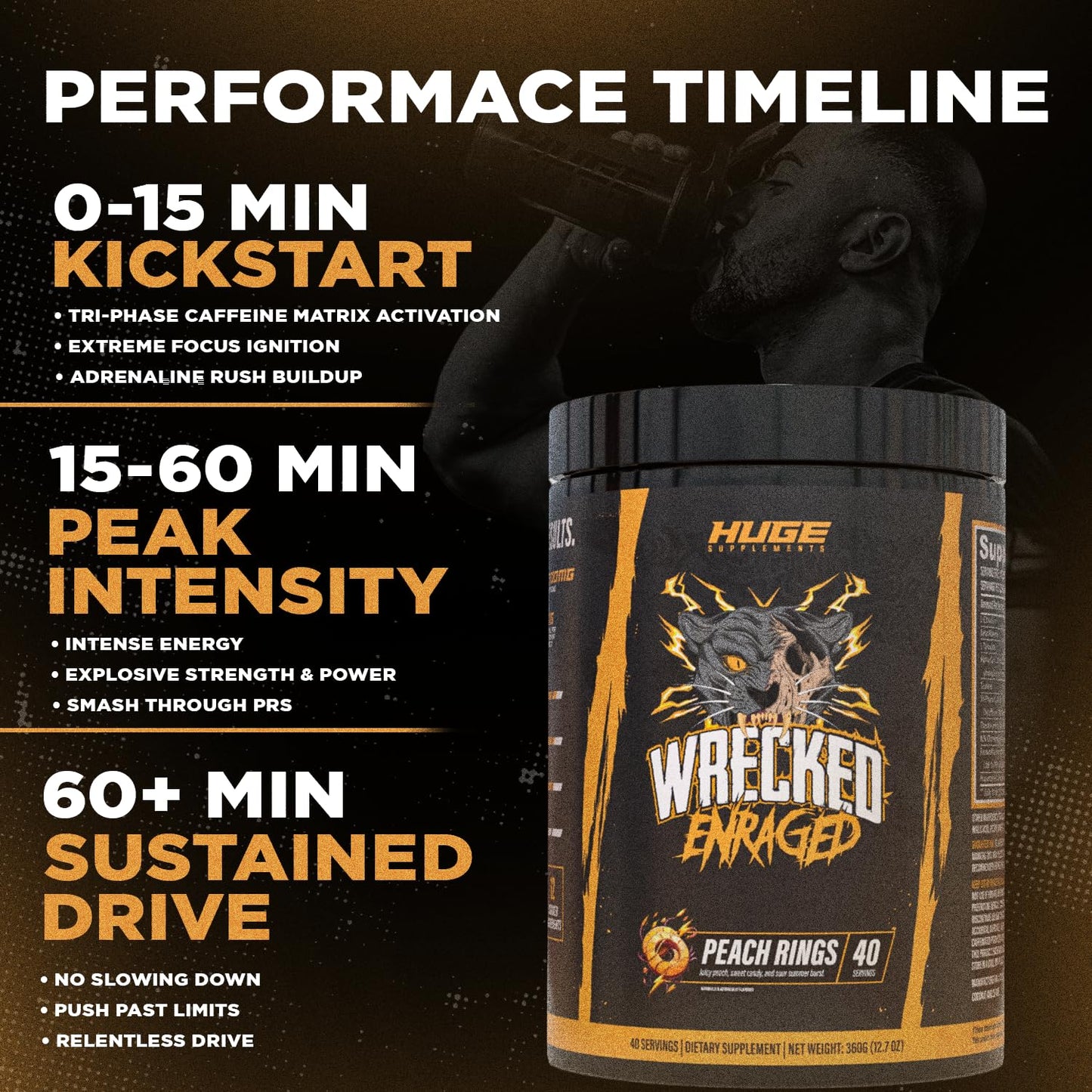 Huge Supplements Wrecked Enraged High Stim Pre Workout Powder 12