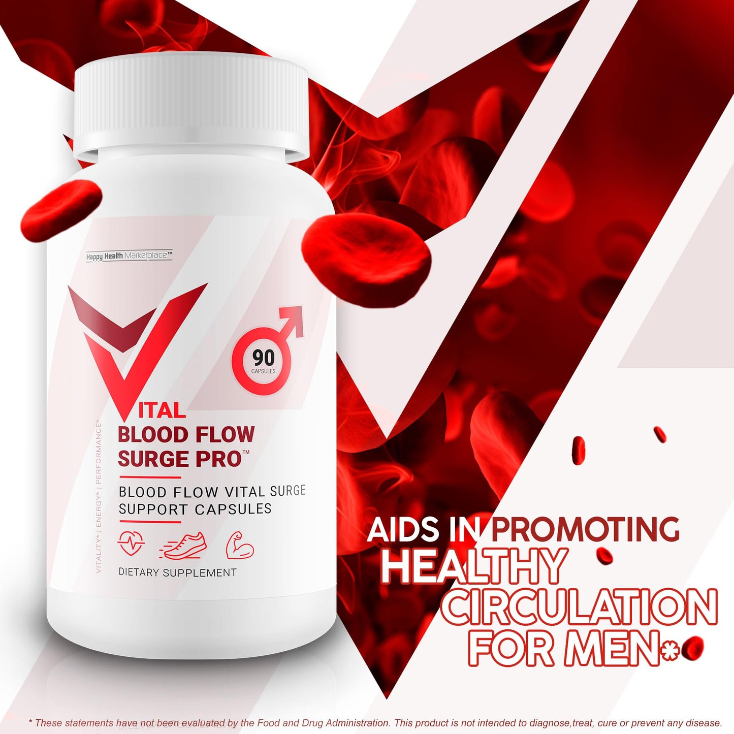 Happy Health Marketplace Vital Blood Flow Surge Pro Capsules, 90 Count