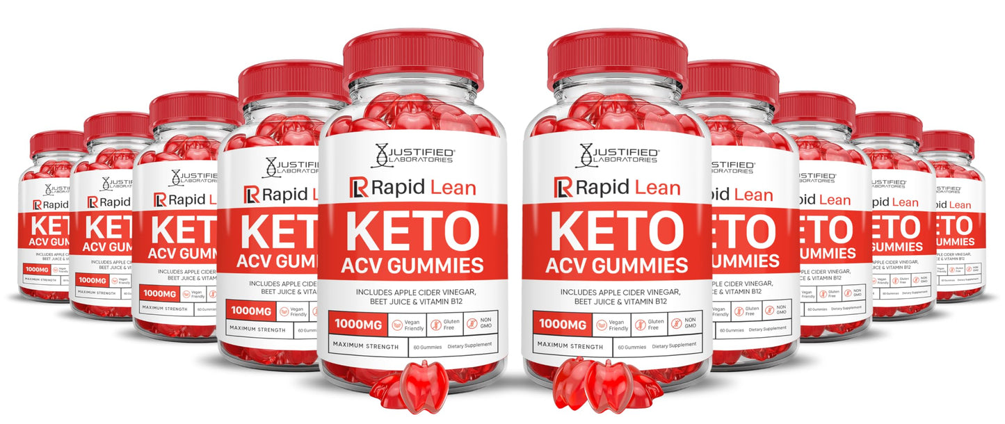 Justified Laboratories Rapid Lean ACV Gummies Advanced Formula 1000MG Apple Cider Vinegar, Pomegranate Beet Juice Powder, B12, Vegan, Non-GMO, 600 Gummies