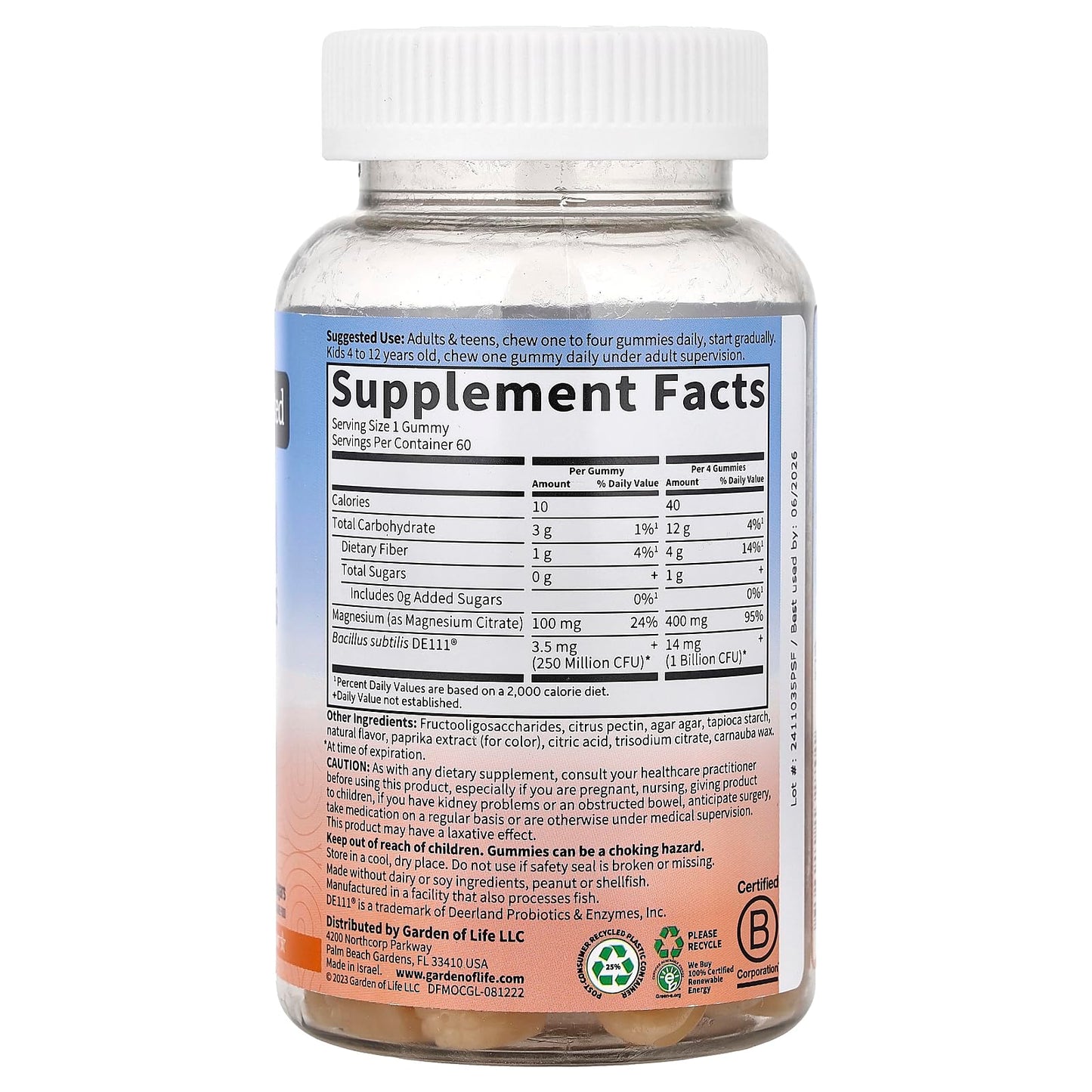 Garden of Life Magnesium Citrate Gummies, 60 Count
