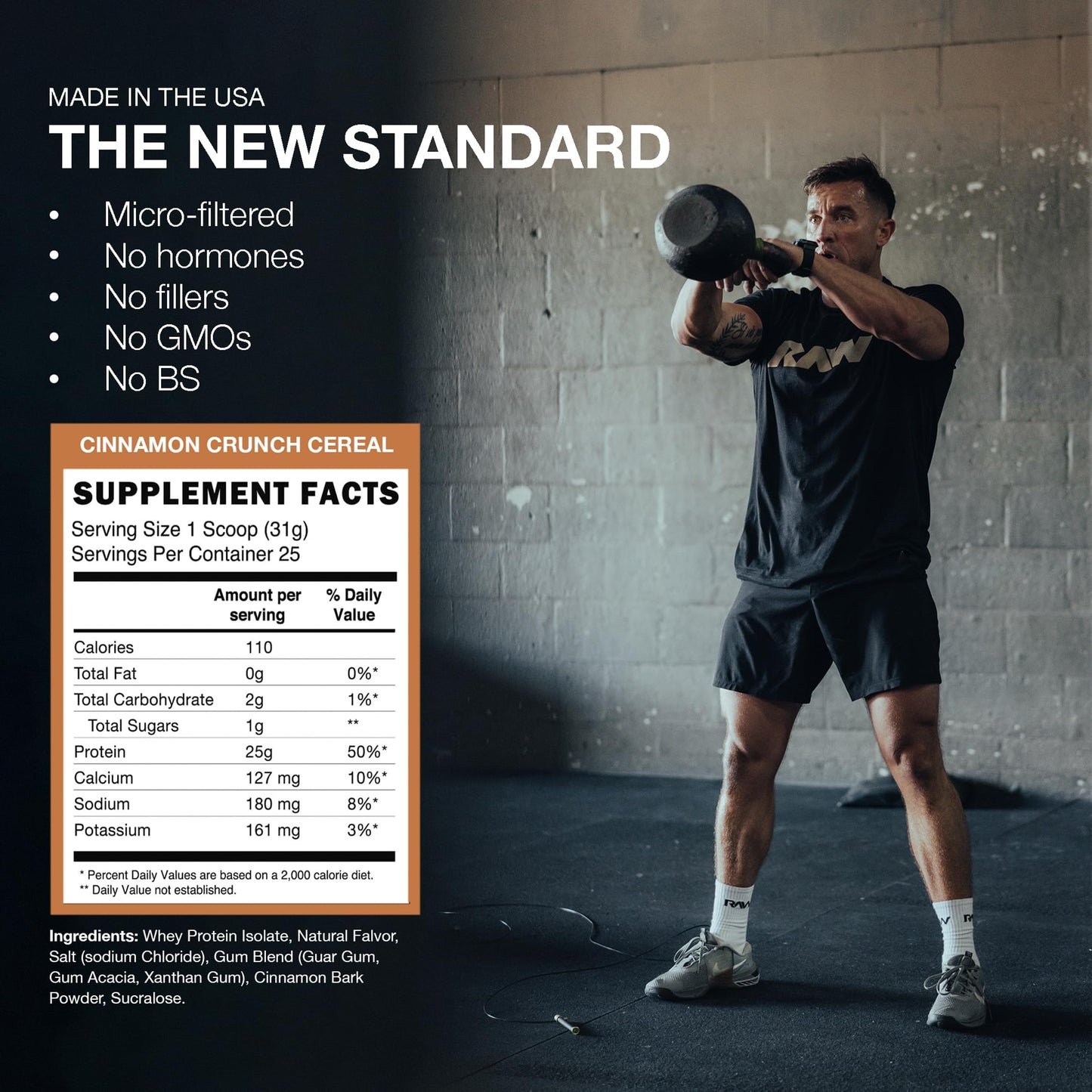RAW Whey Protein Isolate Powder Cinnamon Crunch - 25 Servings