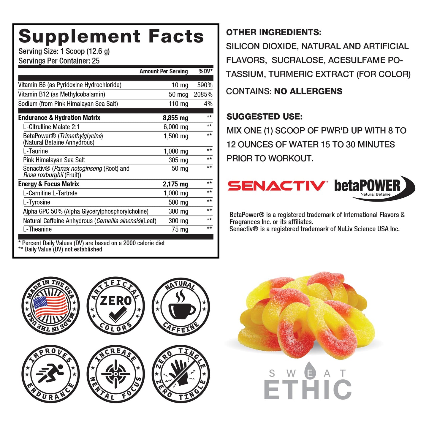 Sweat Ethic PWR’D UP Pre Workout Powder, 12