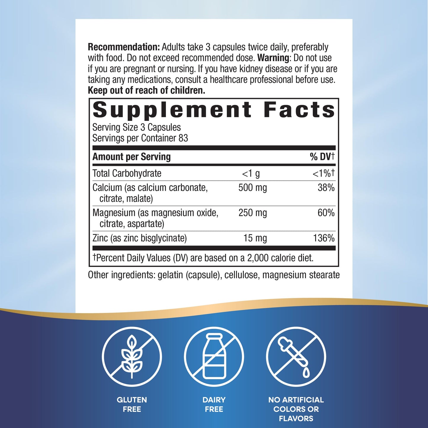 Nature's Way Calcium Magnesium & Zinc Mineral Complex 500 Capsules
