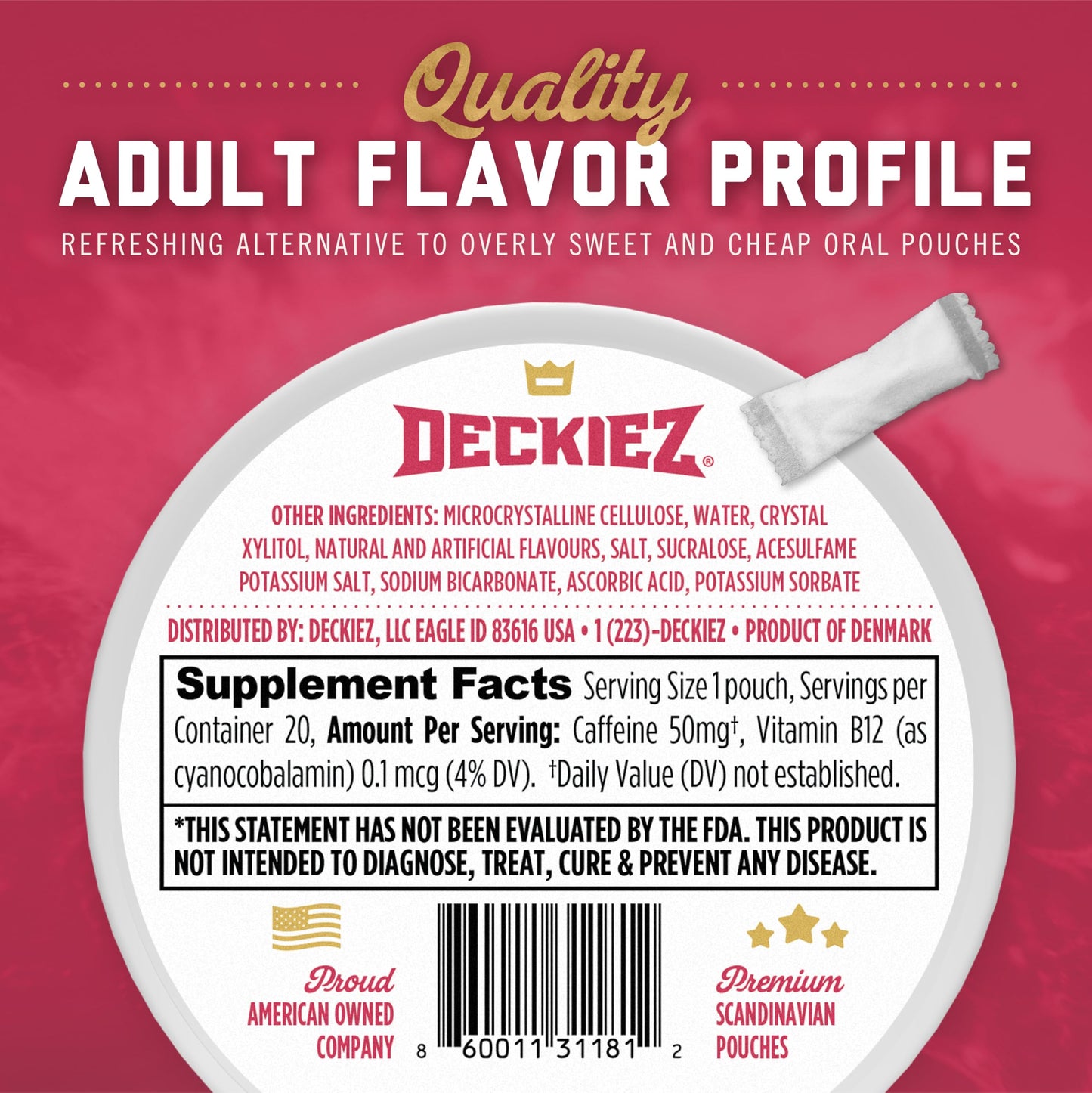Deckiez Energy Pouches Chewable, 100 Pouches
