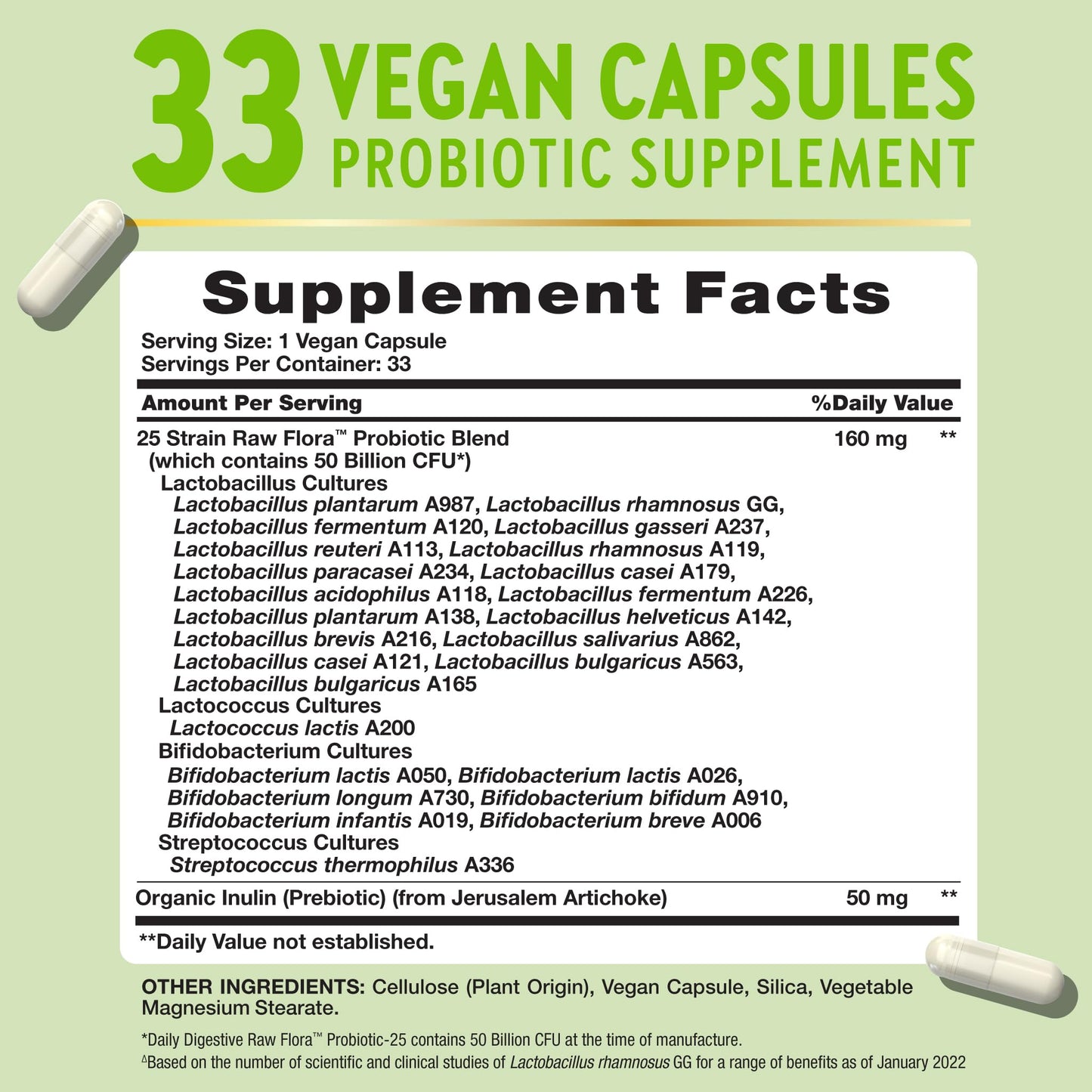 Raw Flora Probiotics with Prebiotics Capsule 33 Count