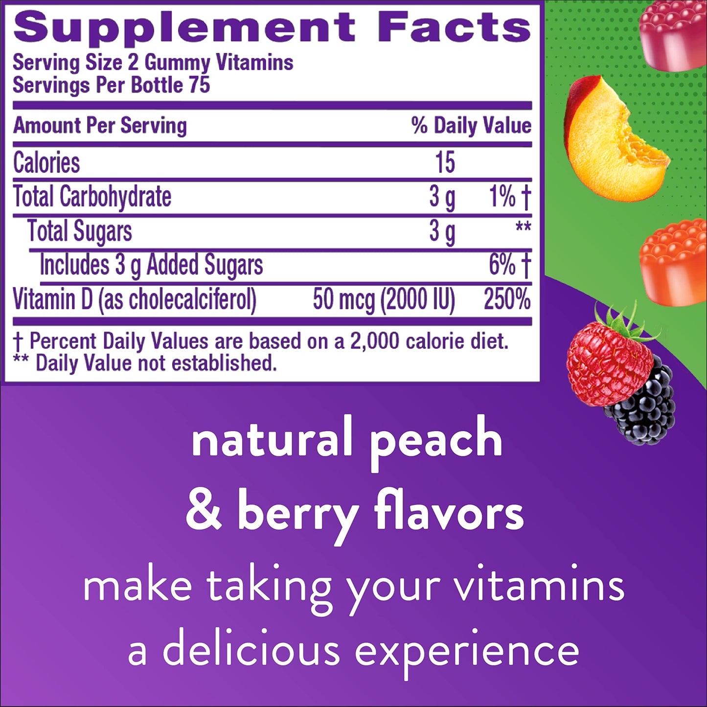 Vitafusion Fiber Well Sugar Free Fiber Supplement & Vitamin D3 Gummies, 150 Count