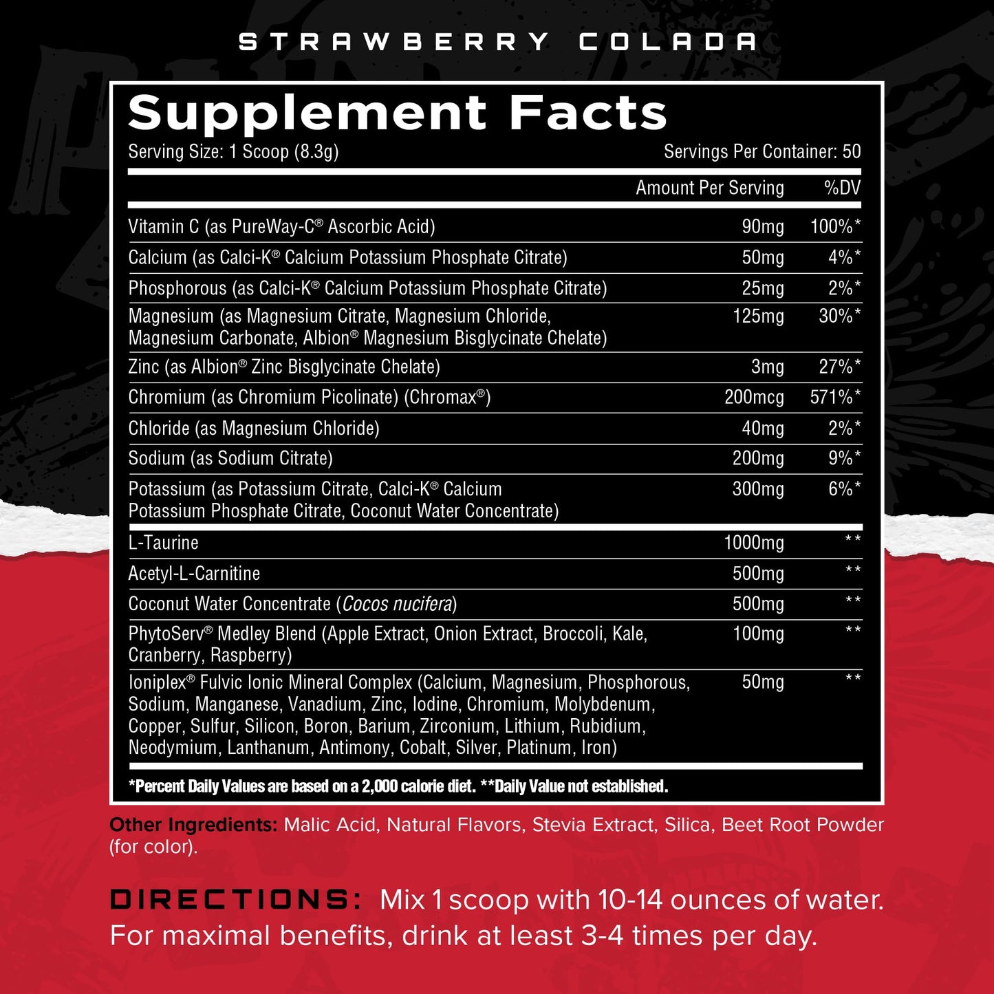 Unmatched ElectraShred Electrolyte Powder Strawberry Colada, 50 Servings
