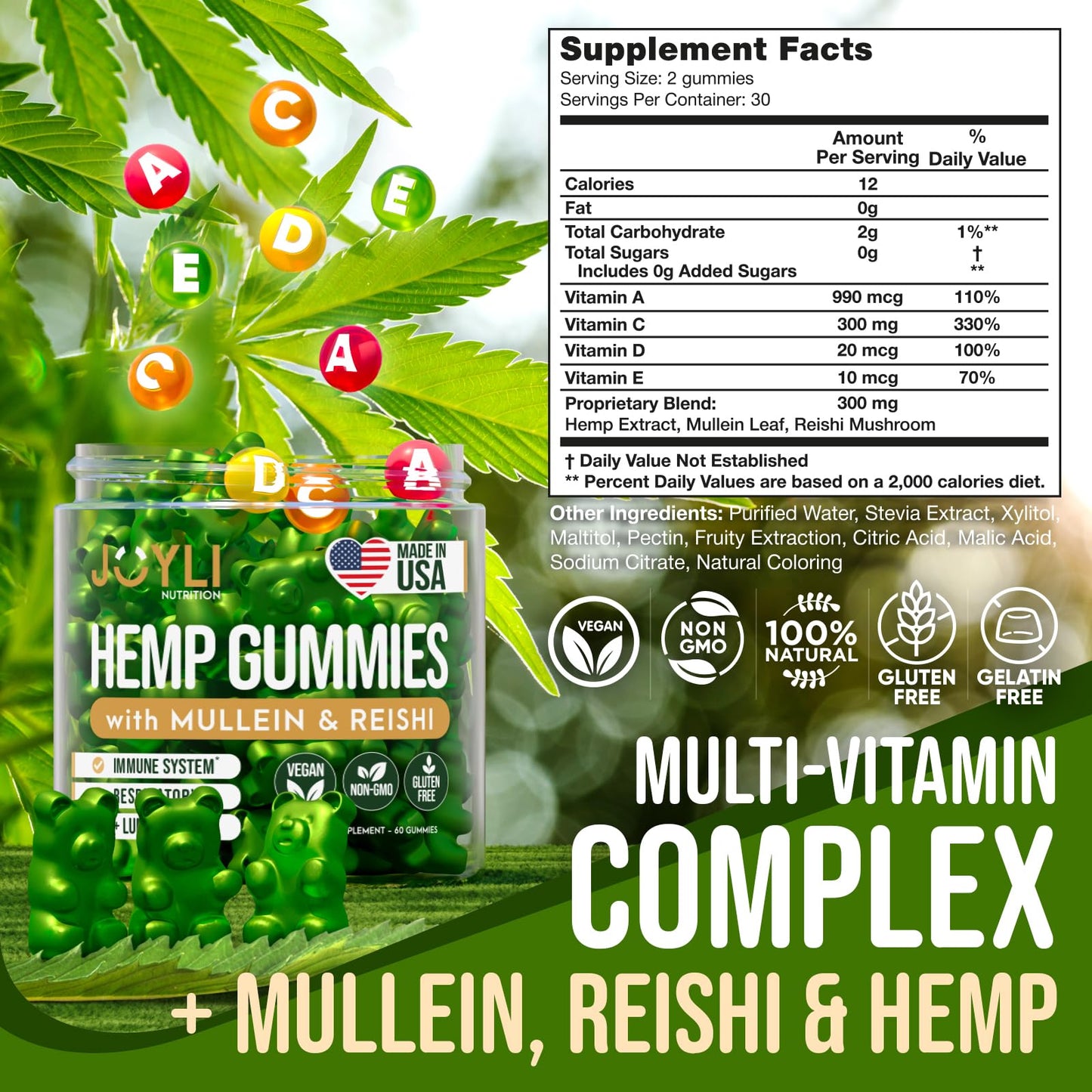 JOYLI Nutrition Hemp Gummies for Lung Cleanse 120 Count