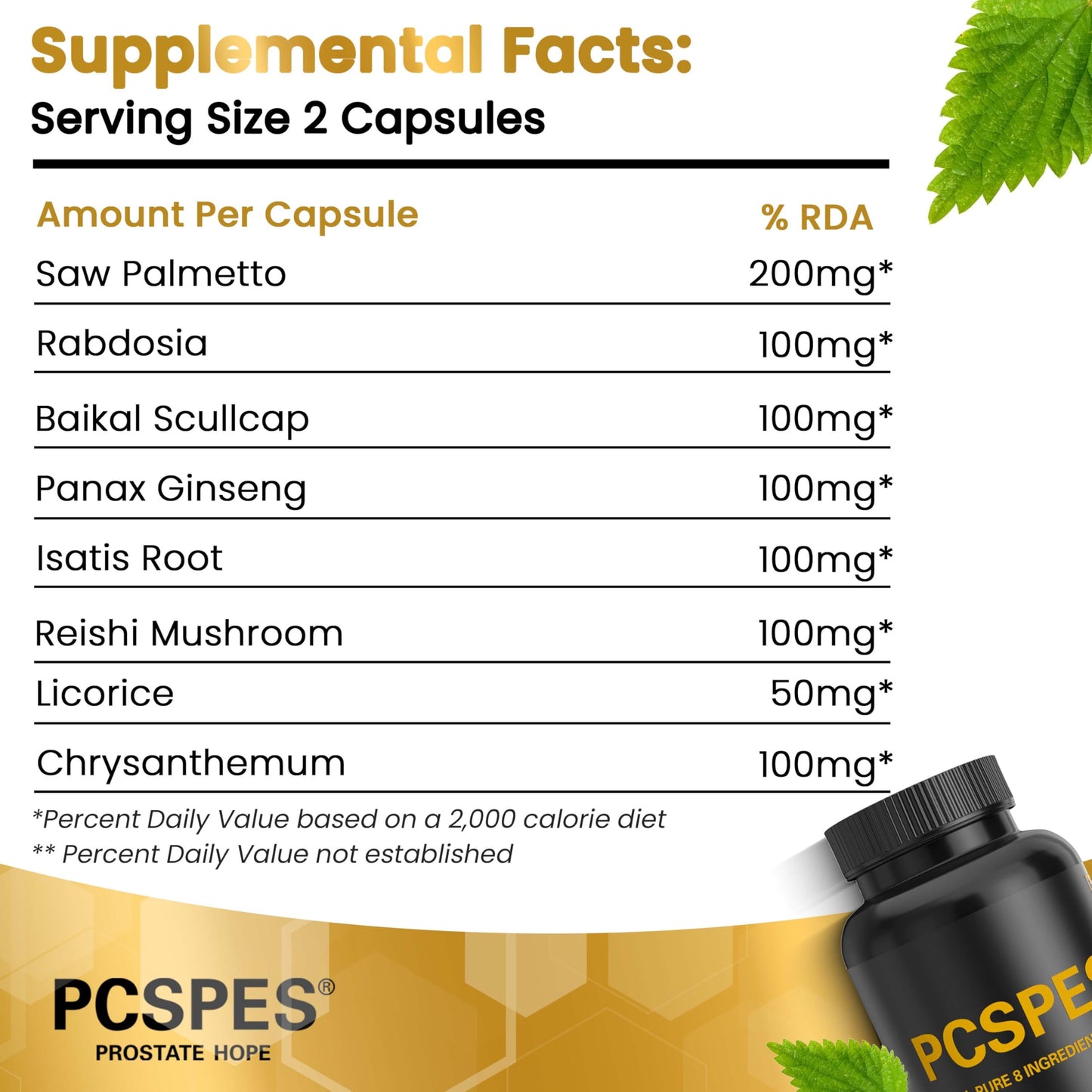 PCSPES Prostate Supplements for Men Capsule 60 Count