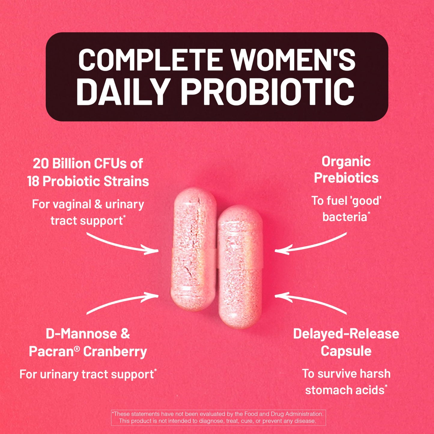 NatureWise Probiotics for Women + Organic Prebiotics D-Mannose & Cranberry - Vaginal Probiotics for pH Balance, Digestive & Urinary Tract - 18 Strains, 20 Billion CFU, 60 Capsules