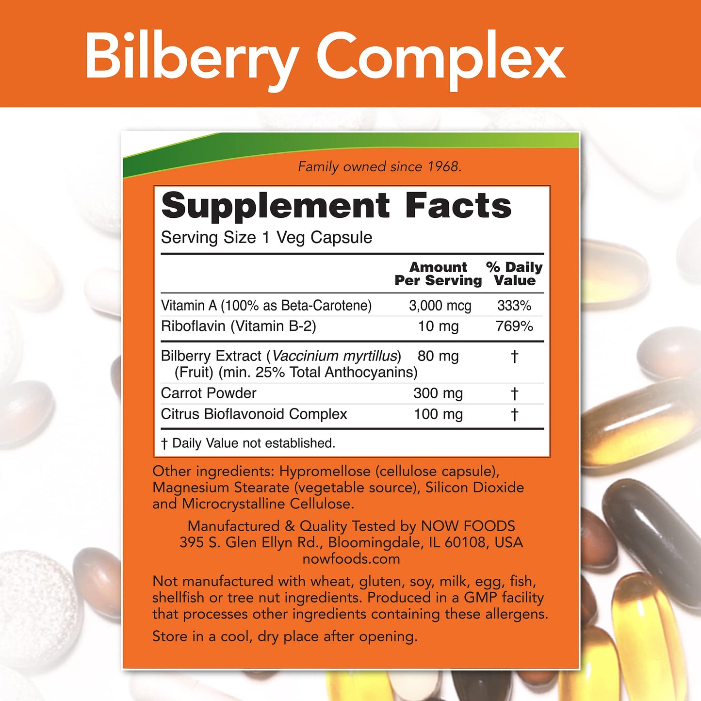 NOW Foods Bilberry Complex 80mg Capsule, 100 Veggie Caps