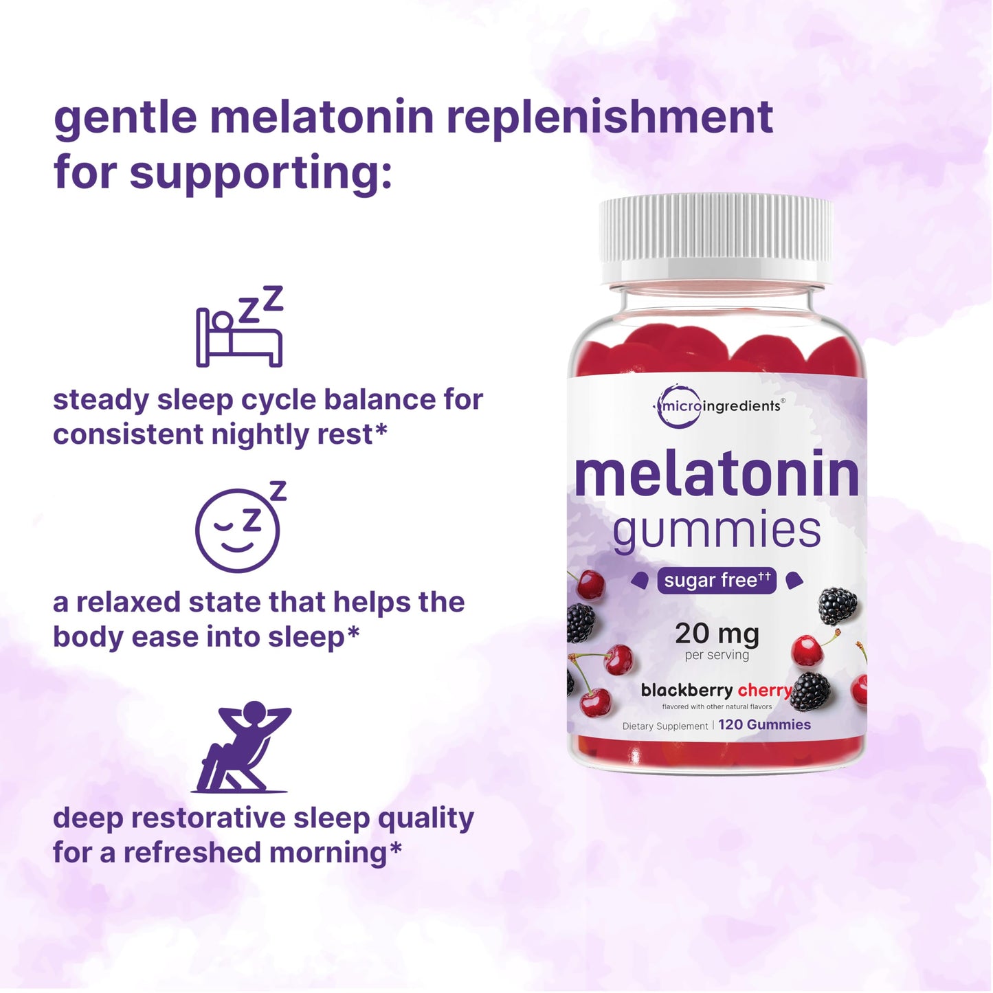 Micro Ingredients Melatonin 20mg Gummies, 120 Count