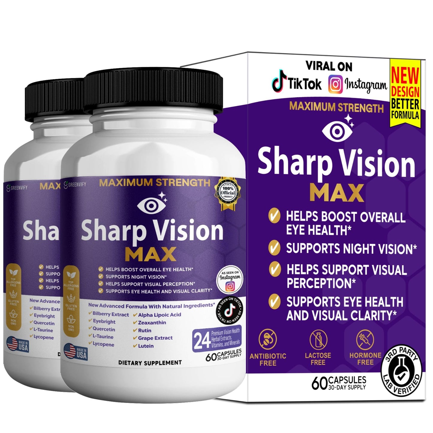 GREENVIFY Sharp Vision Max Eye Health Supplement Capsule, 60 Count