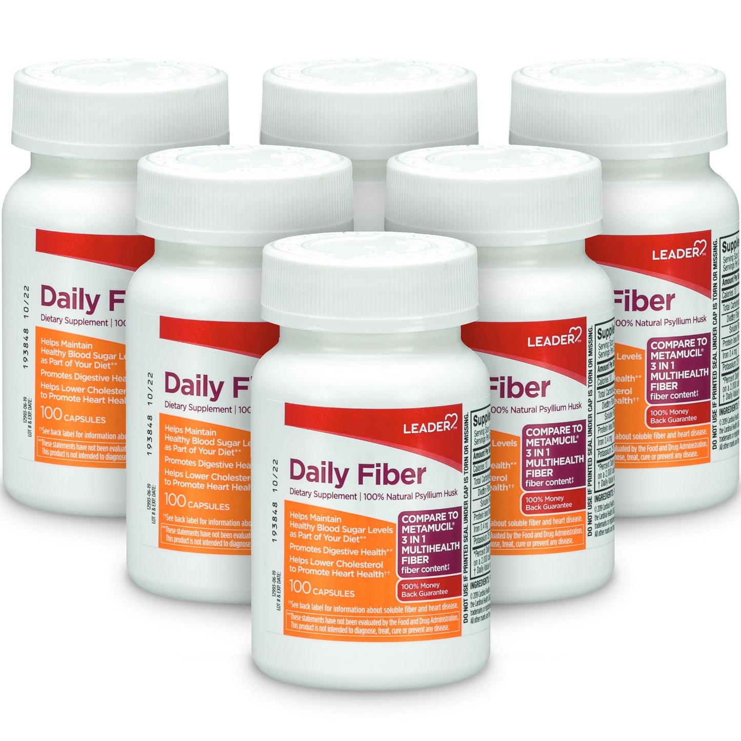 Leader Daily Psyllium Husk Powder Supplement Capsules 600