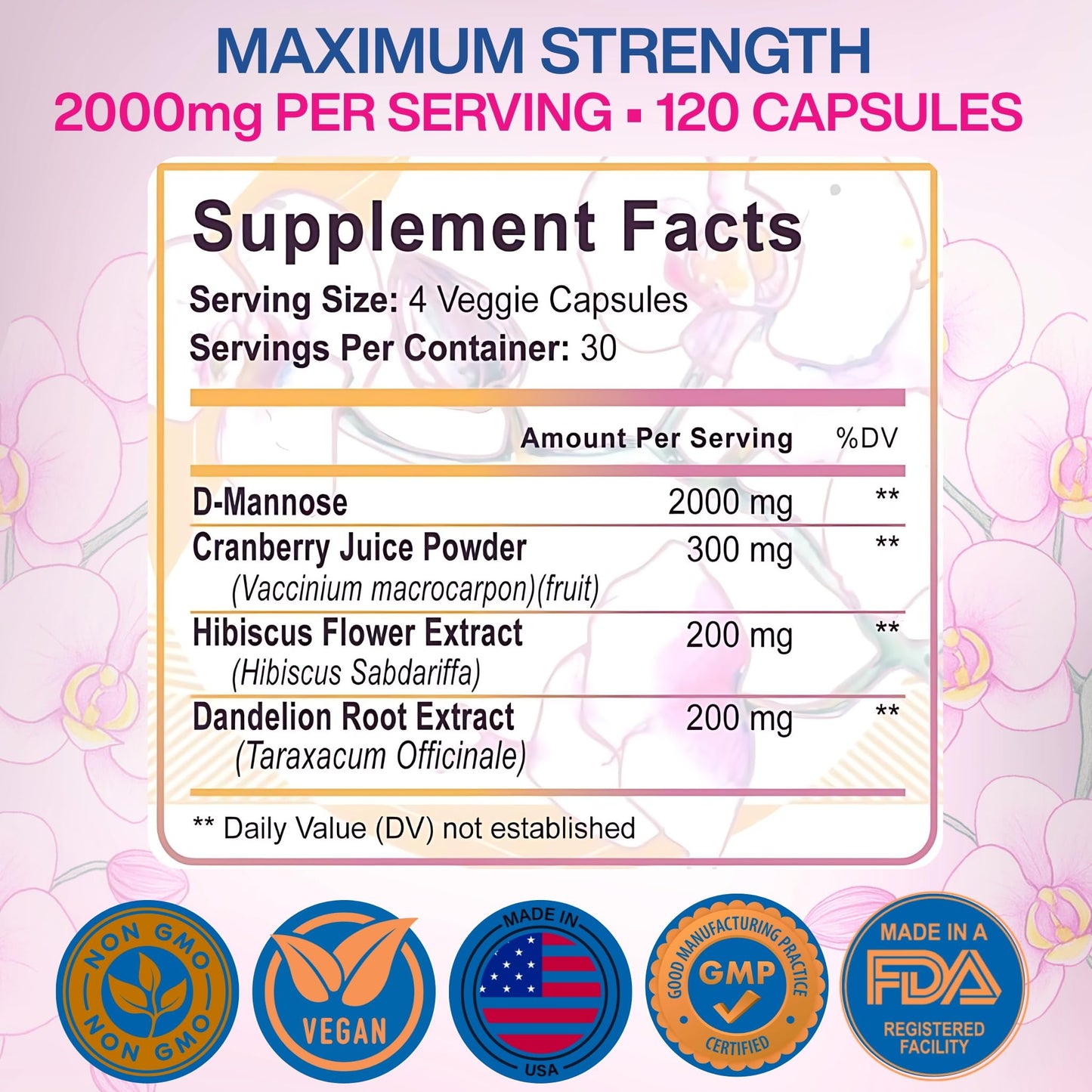 VIVANUTRA Cranberry Pills for Women with D-Mannose Capsules 120