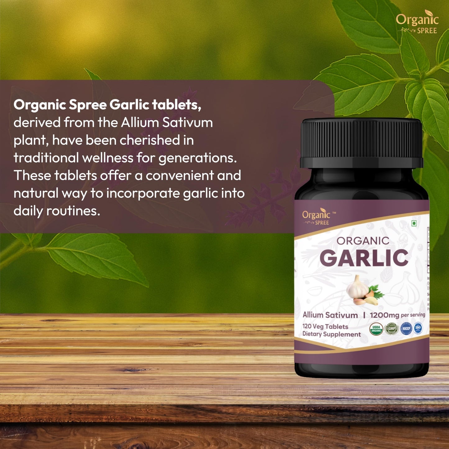 ORGANIC SPREE Garlic 120 Tablets