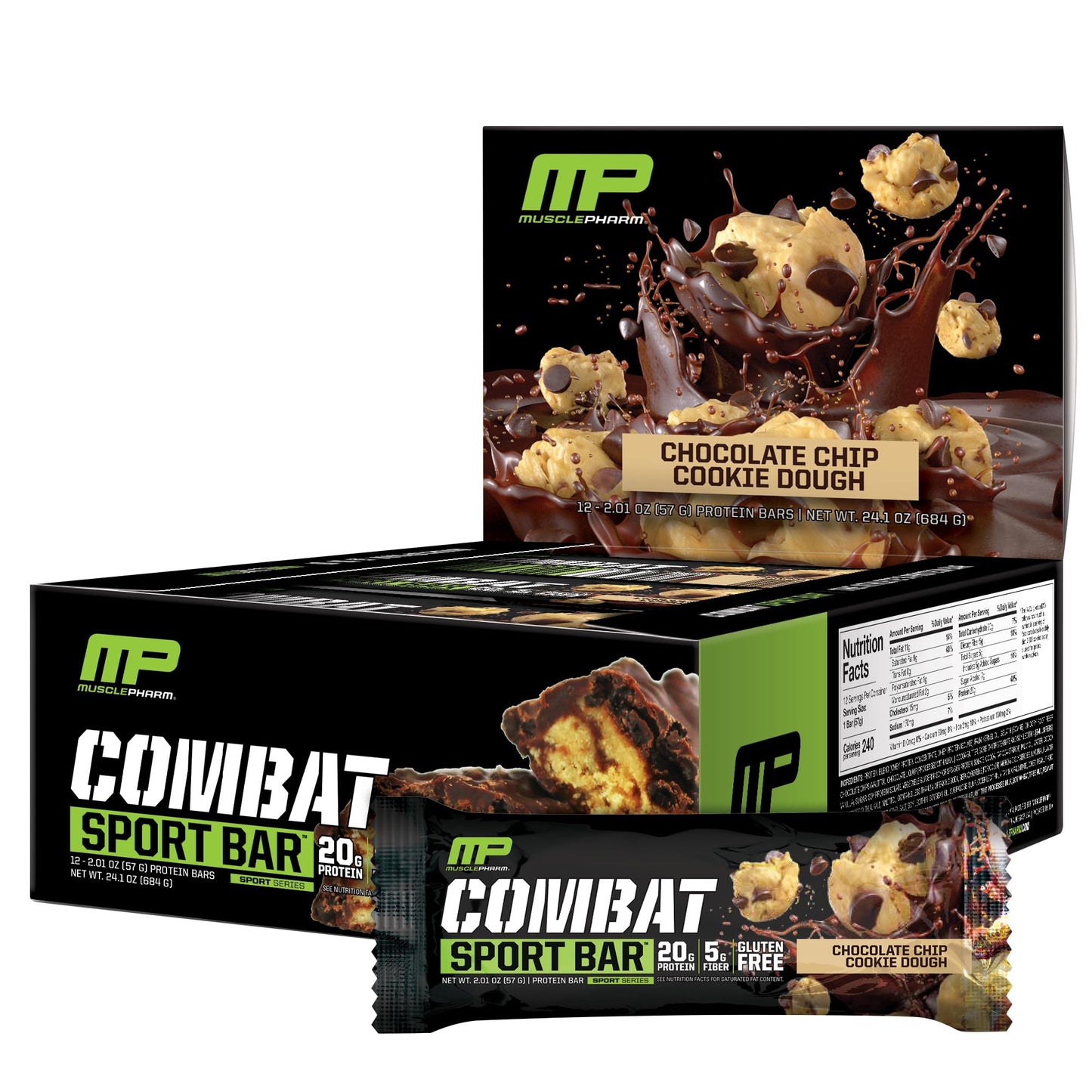 Muscle Pharm Combat Protein Powder 2 lb Vanilla and Chocolate Chip Cookie Dough