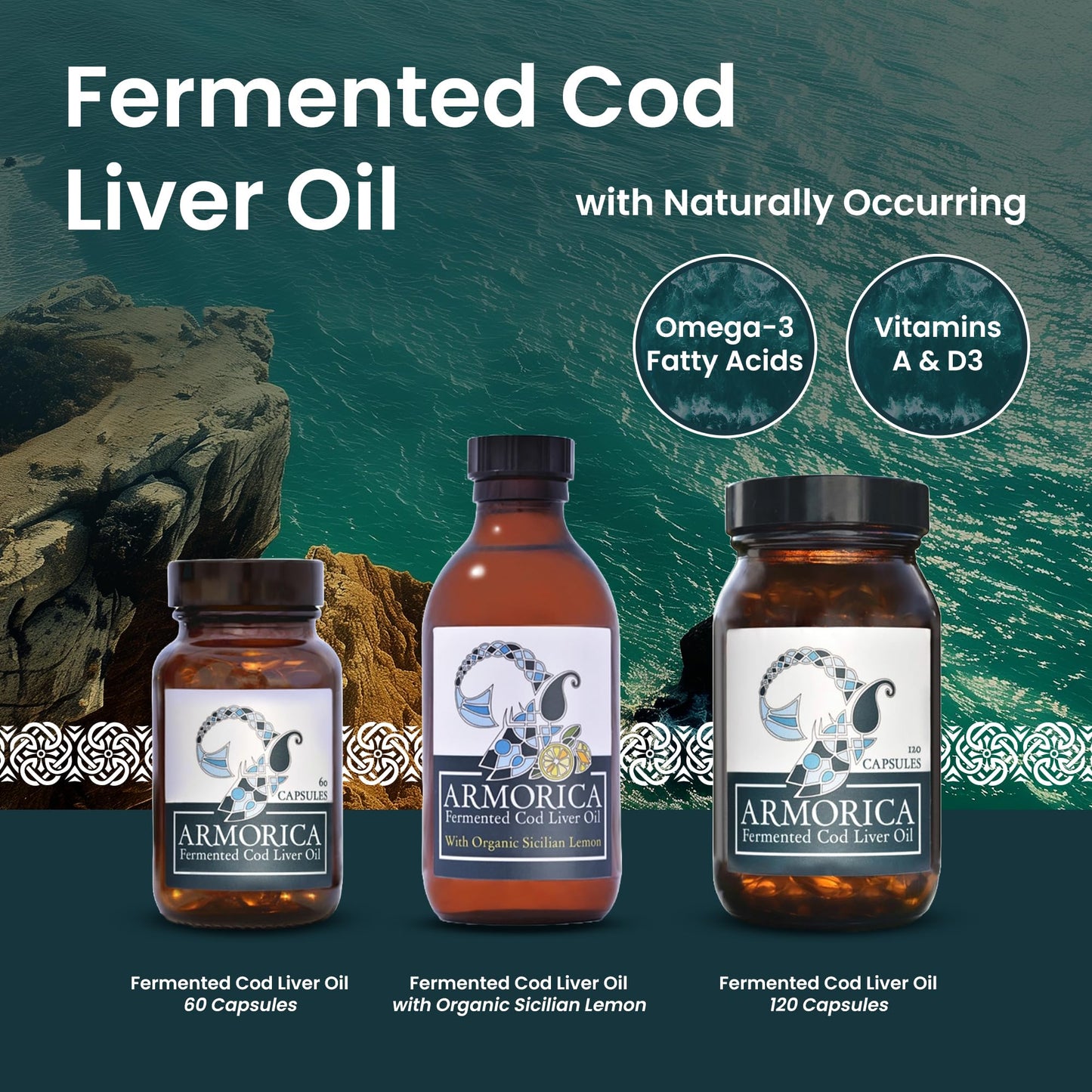 ARMORICA Fermented Cod Liver Oil Capsule, 120 Count