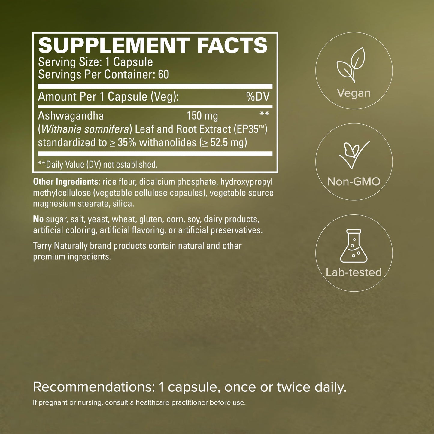 Terry Naturally Ashwagandha EP35 Extra Strength 120 Capsules
