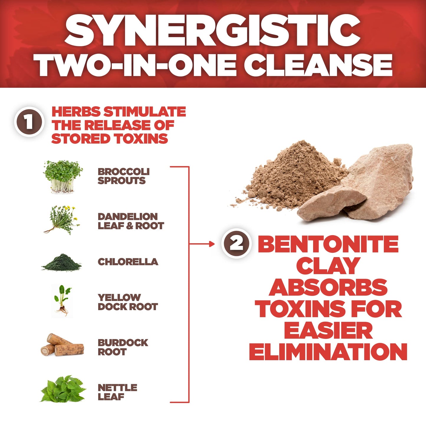 Yerba Prima Bentonite Clay Plus Herbal Detox - Natural Cleansing Supplement 60 Capsules