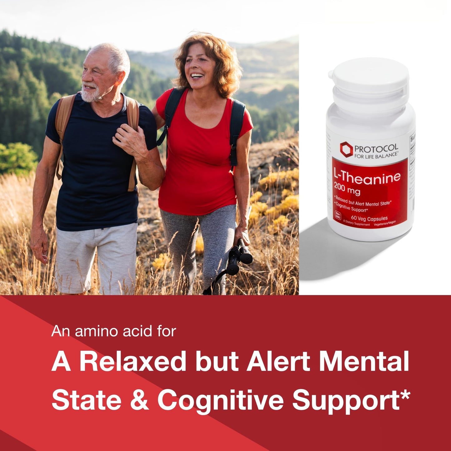 PROTOCOL FOR LIFE BALANCE L-Theanine 200mg - Normal Stress Relief - Non-Drowsy 60 Softgels