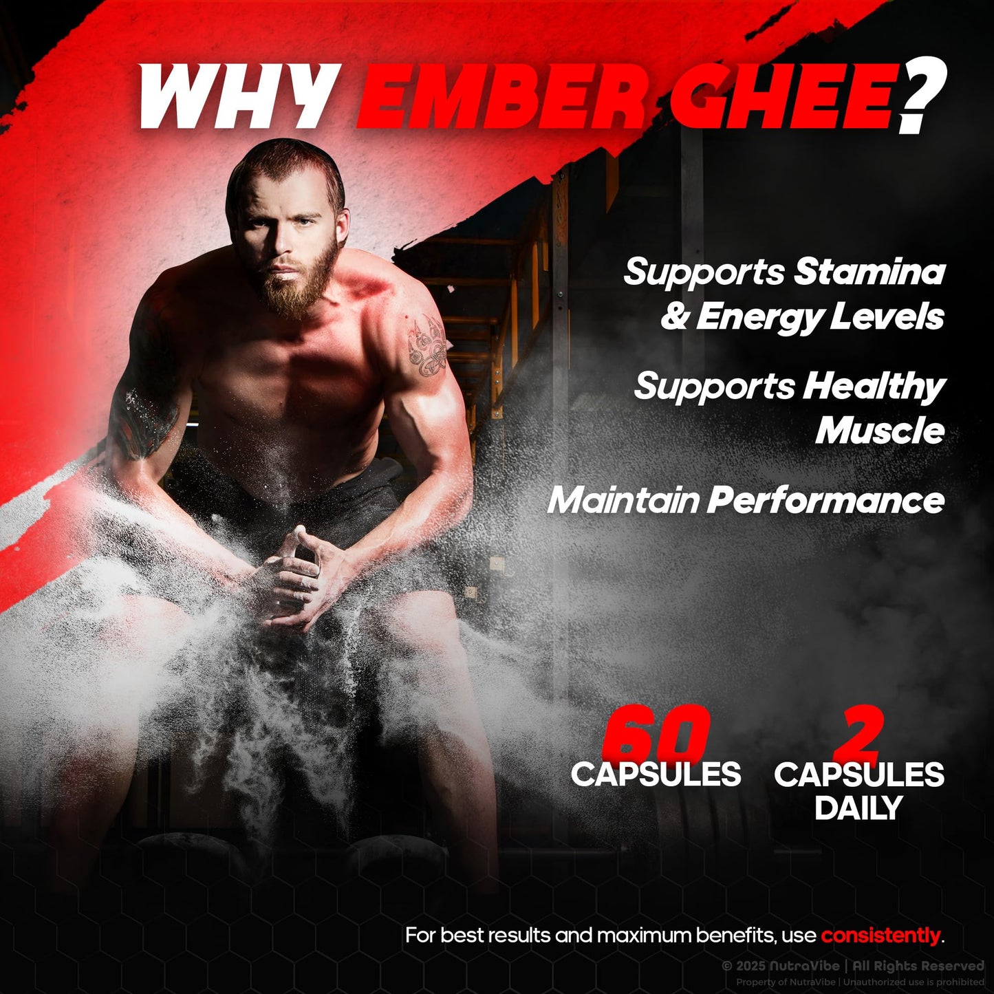 NutraVibe Ember Ghee Pills for Men 180 Capsules