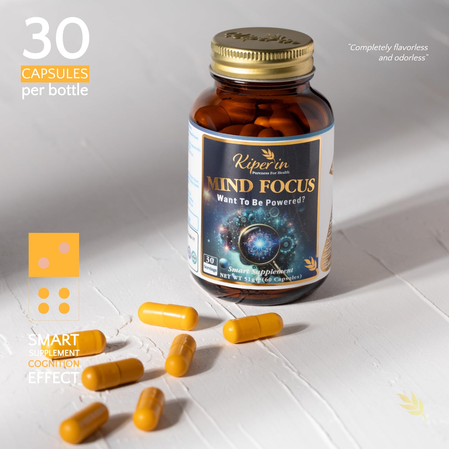 Kiperin Mind Focus Smart Supplement, 60 Capsules